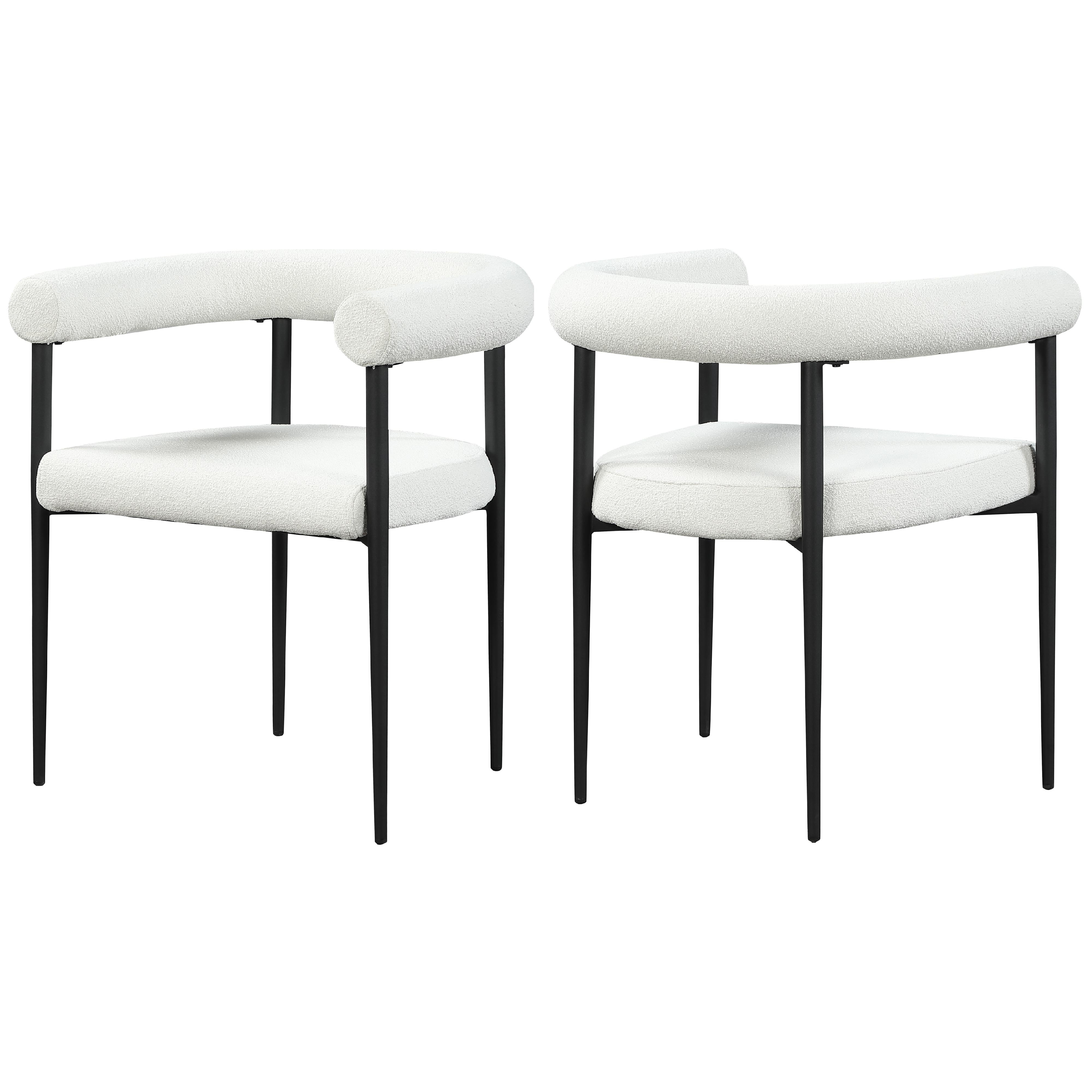 Meridian Louie Cream Boucle Fabric Dining Chair