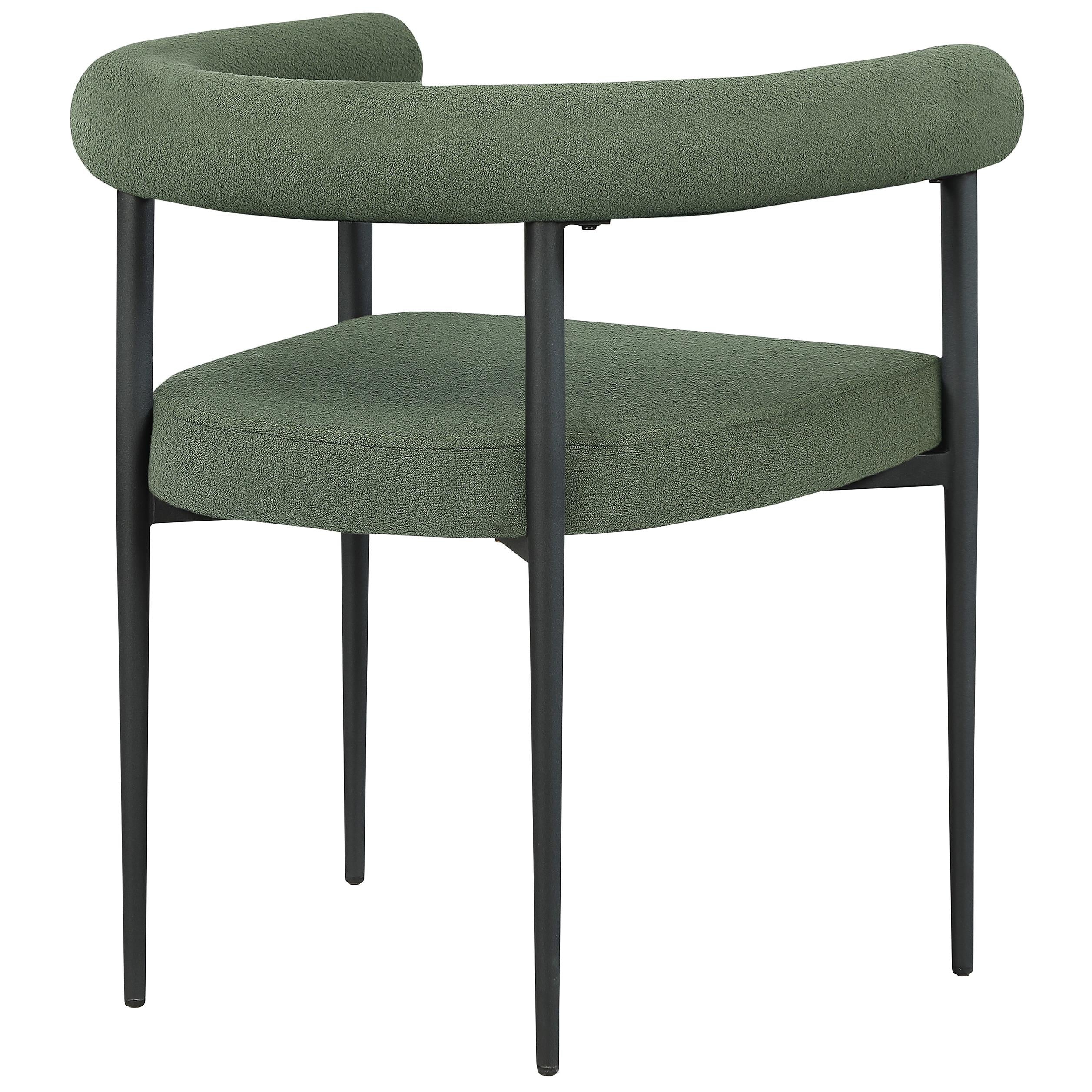 Meridian Louie Green Boucle Fabric Dining Chair