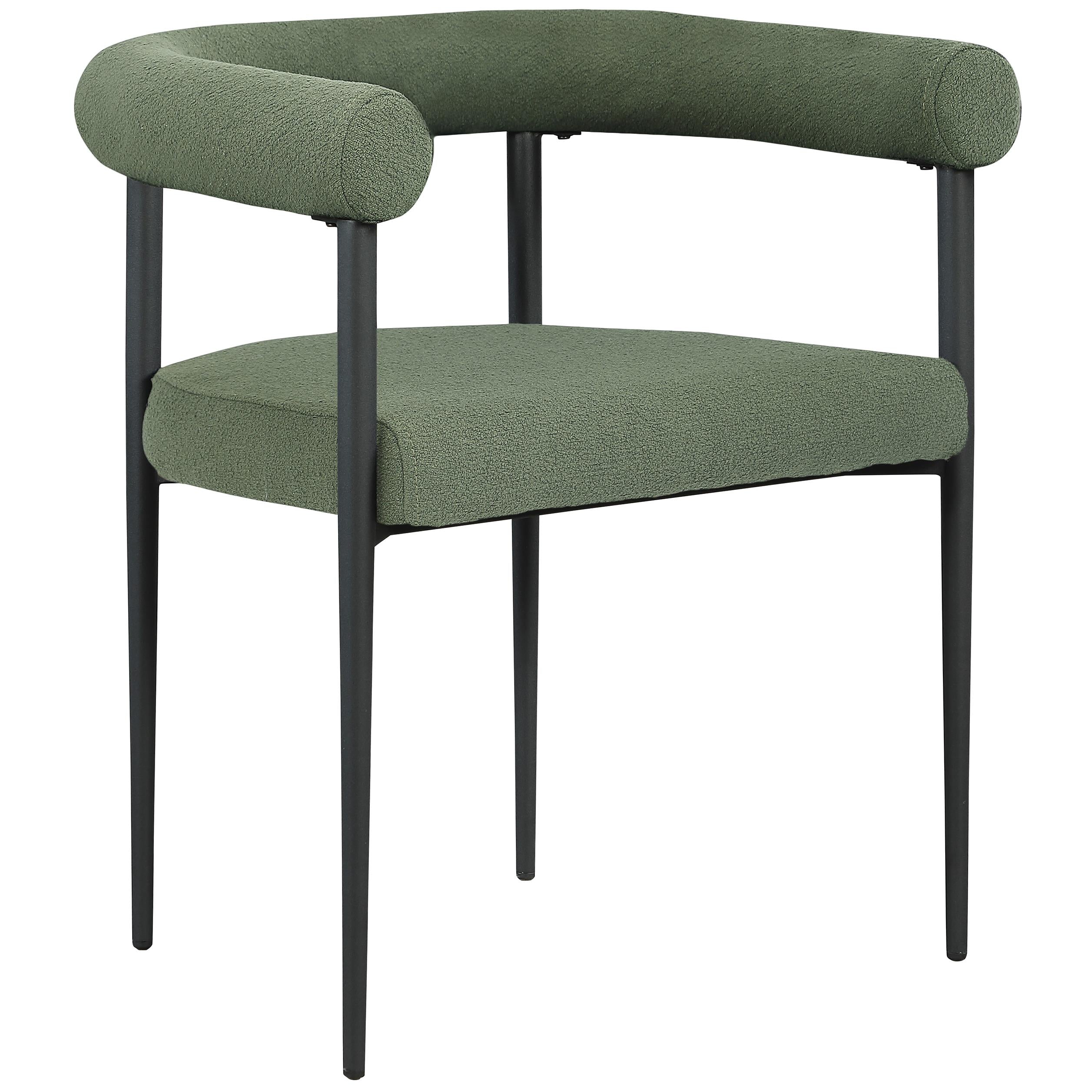 Meridian Louie Green Boucle Fabric Dining Chair