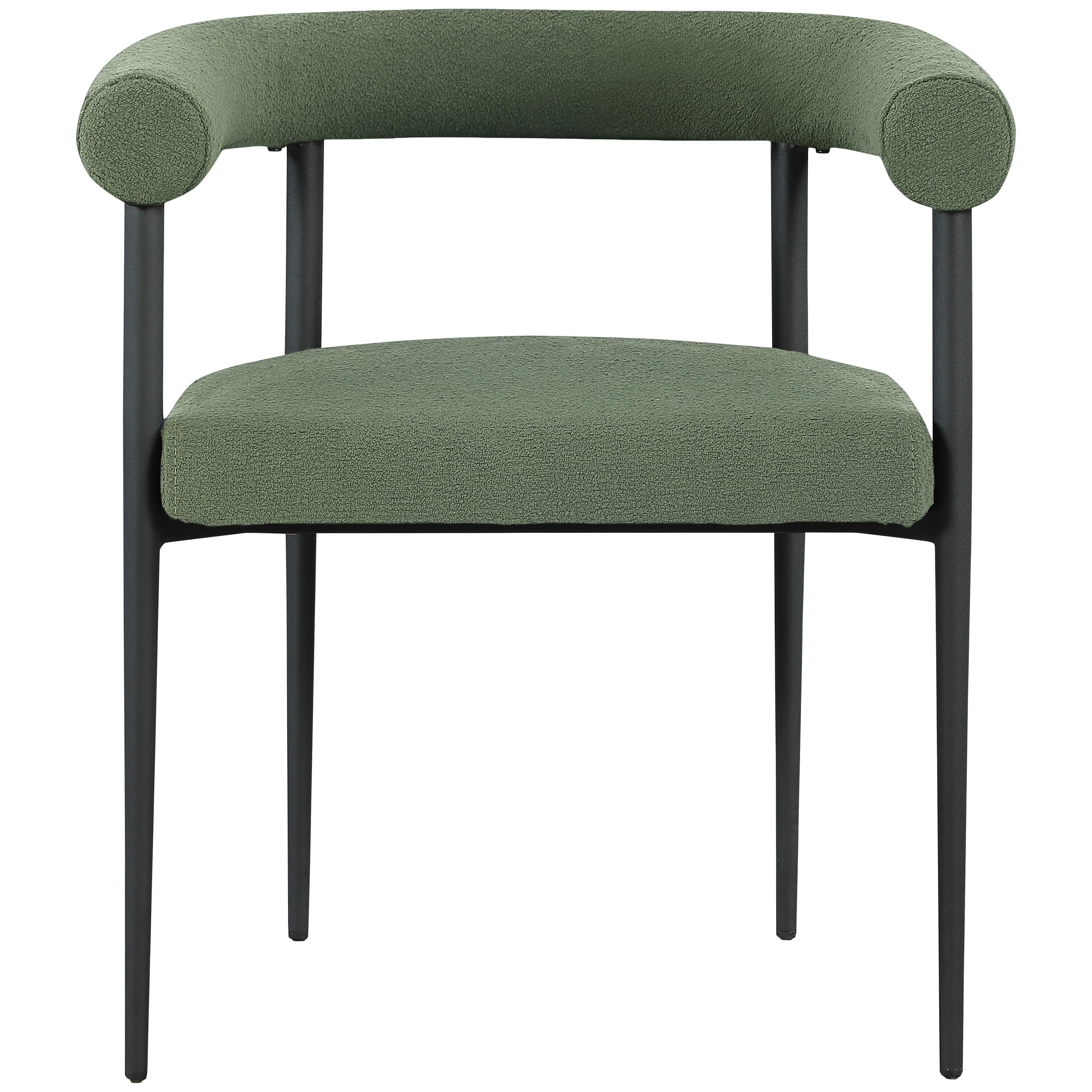 Meridian Louie Green Boucle Fabric Dining Chair