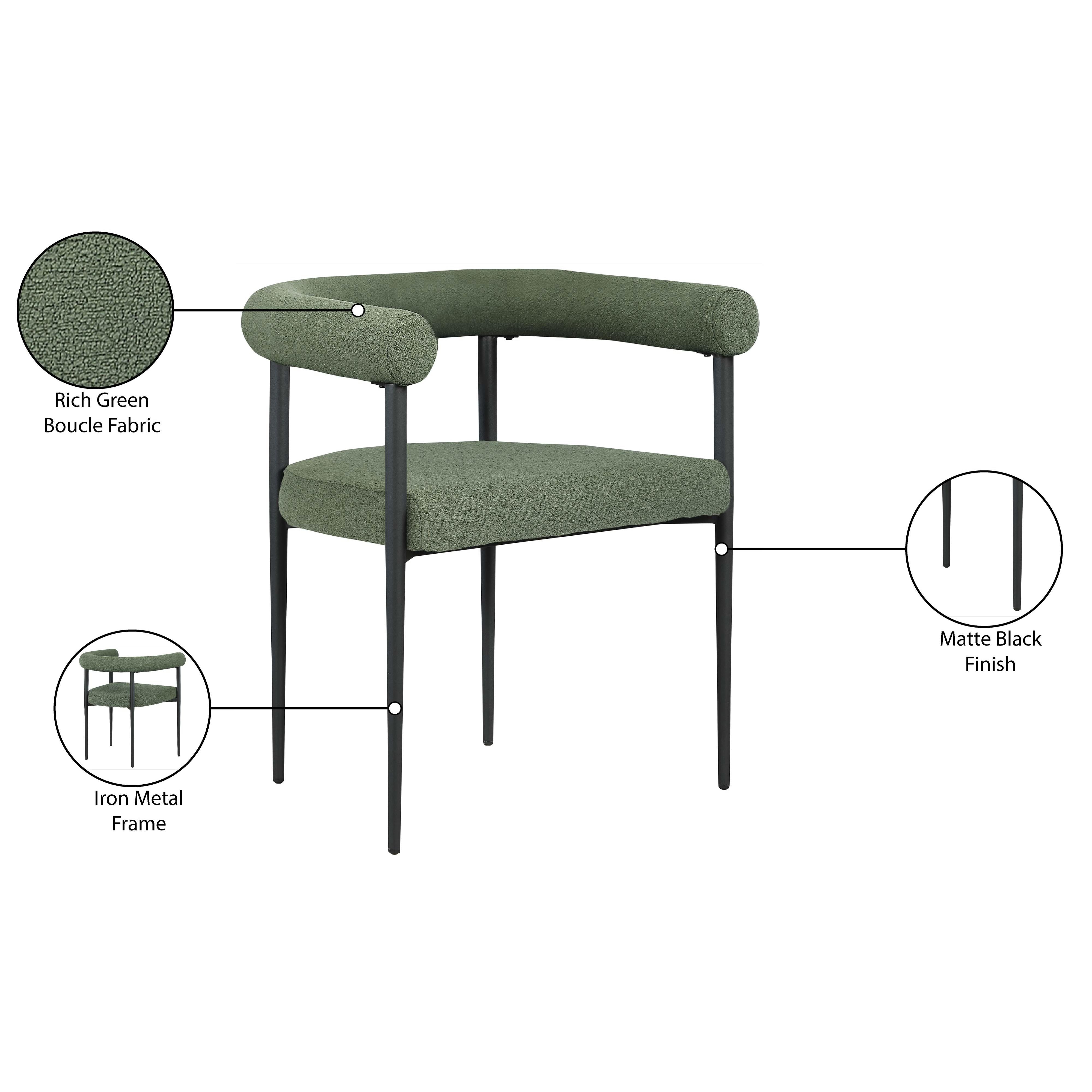 Meridian Louie Green Boucle Fabric Dining Chair