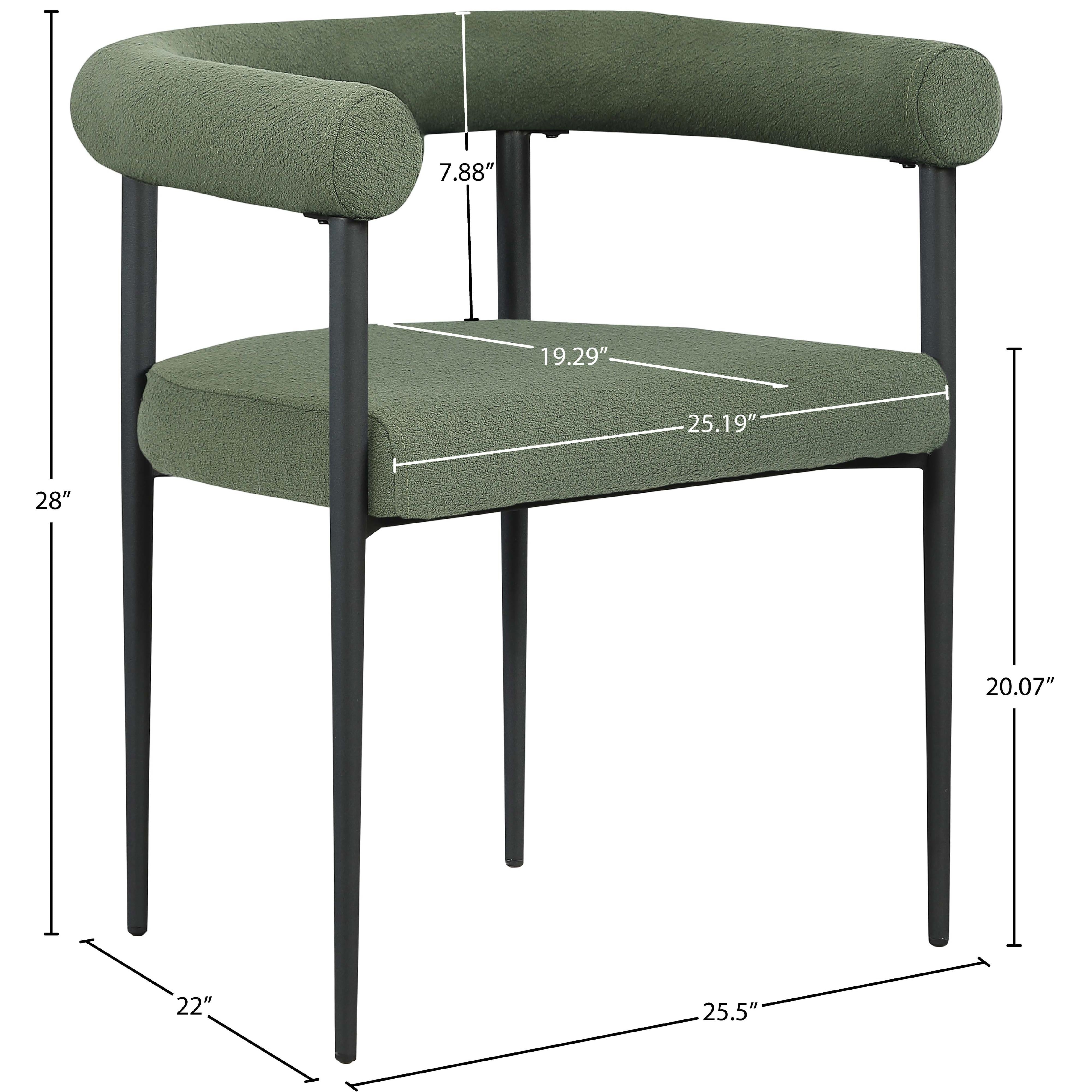 Meridian Louie Green Boucle Fabric Dining Chair