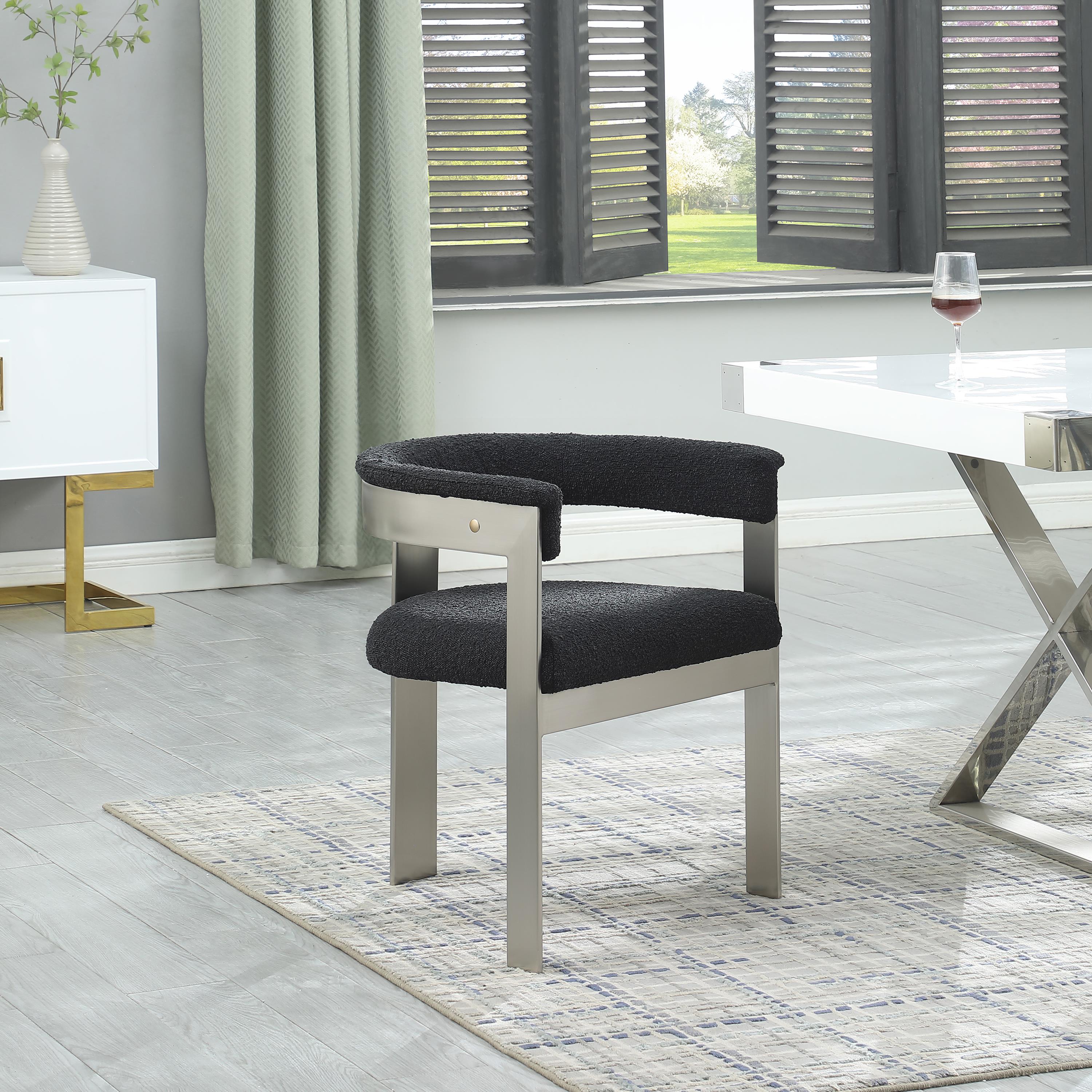 Meridian Romeo Black Boucle Fabric Dining Chair