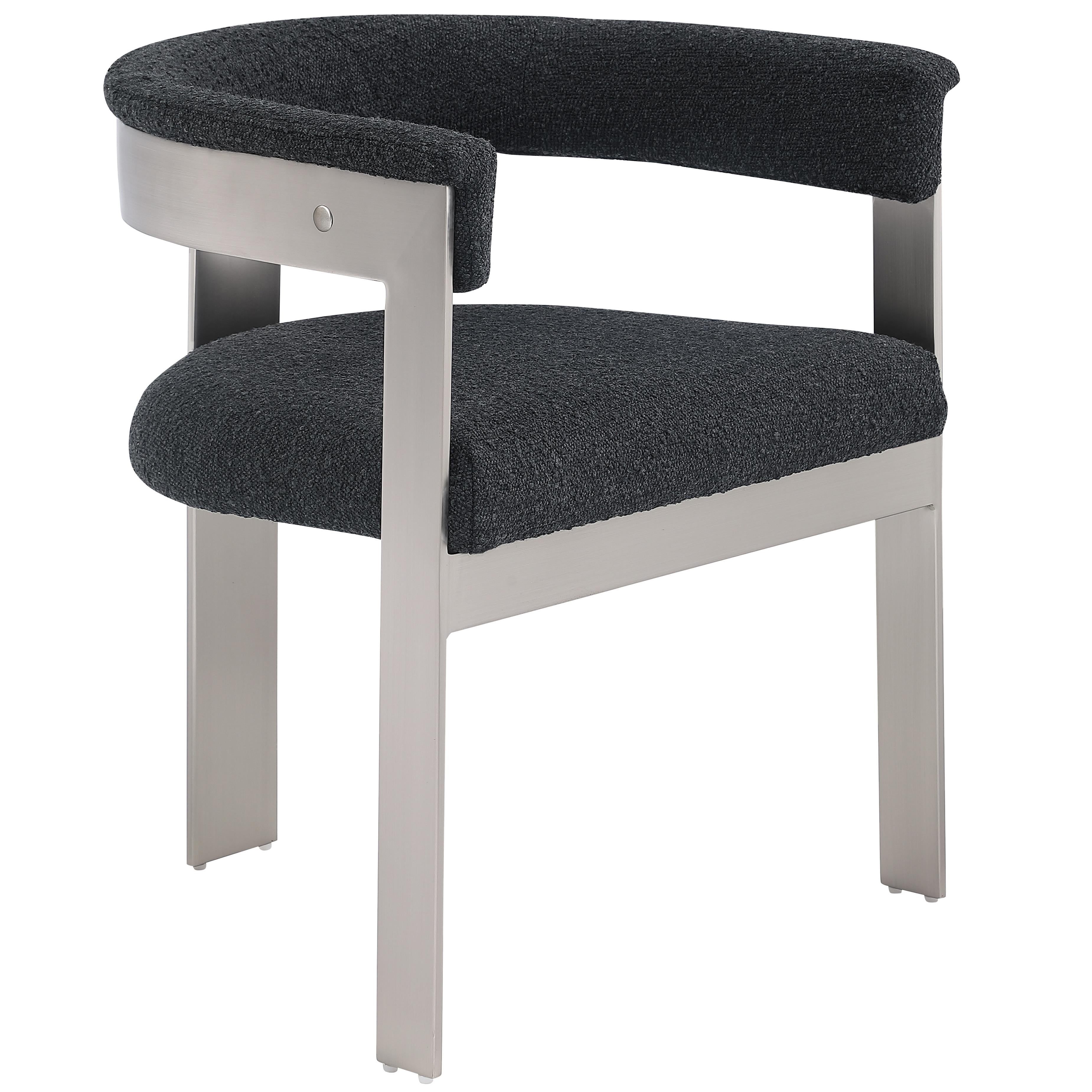Meridian Romeo Black Boucle Fabric Dining Chair