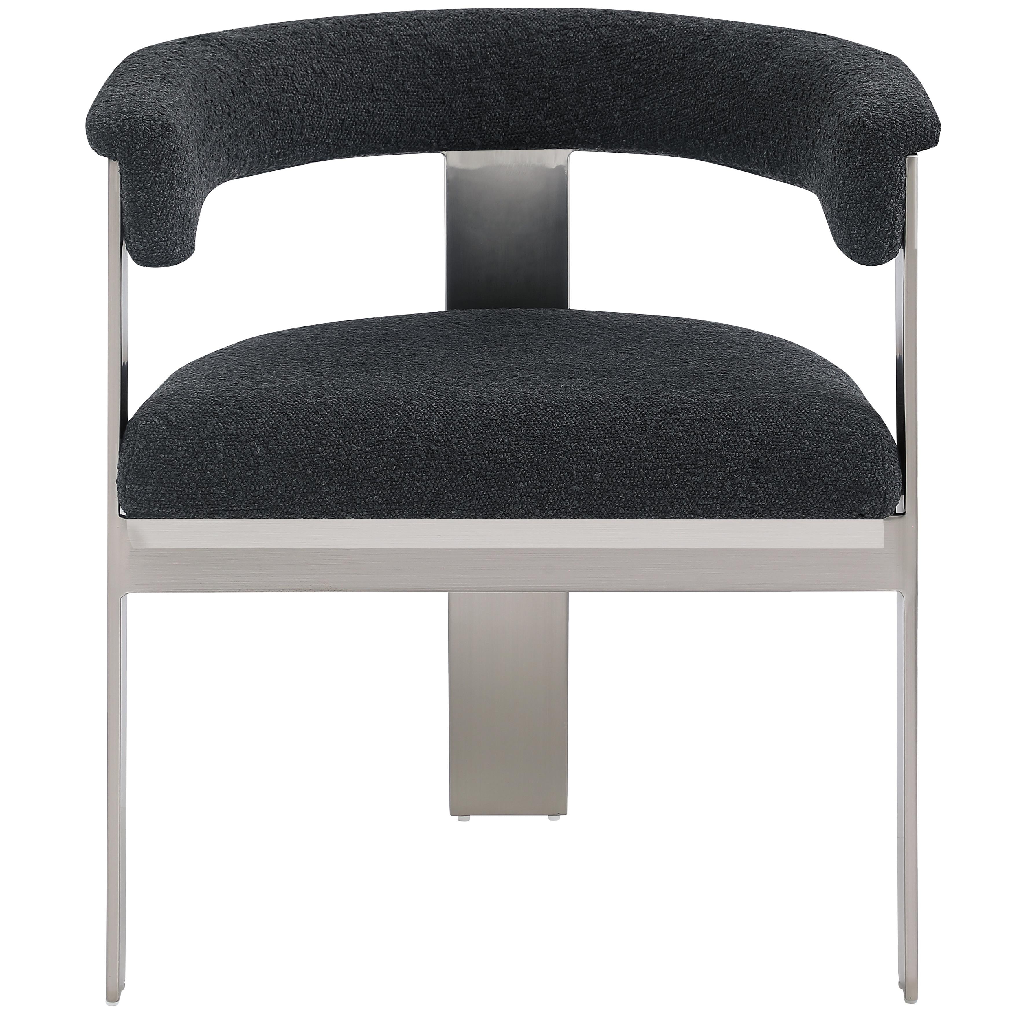 Meridian Romeo Black Boucle Fabric Dining Chair