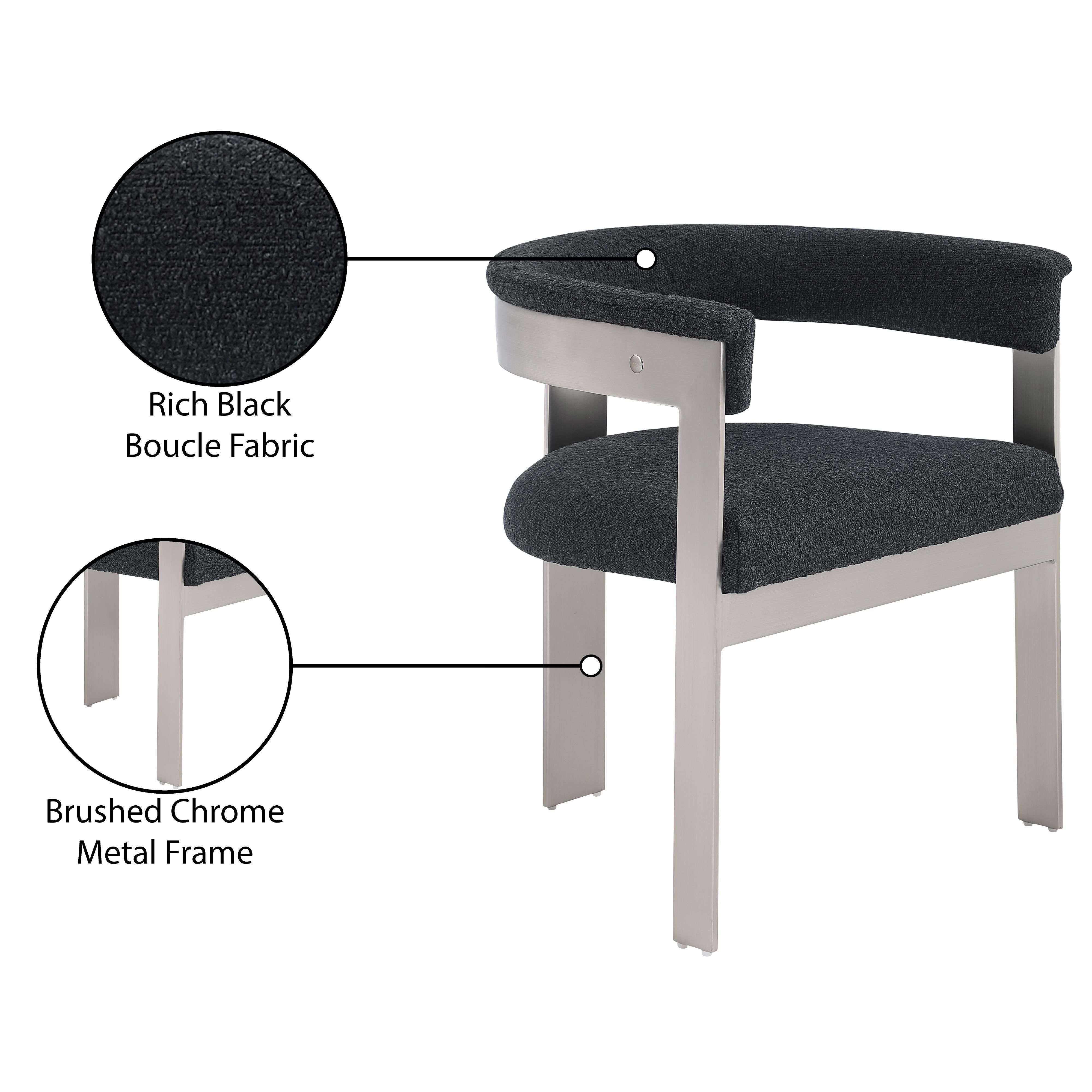 Meridian Romeo Black Boucle Fabric Dining Chair