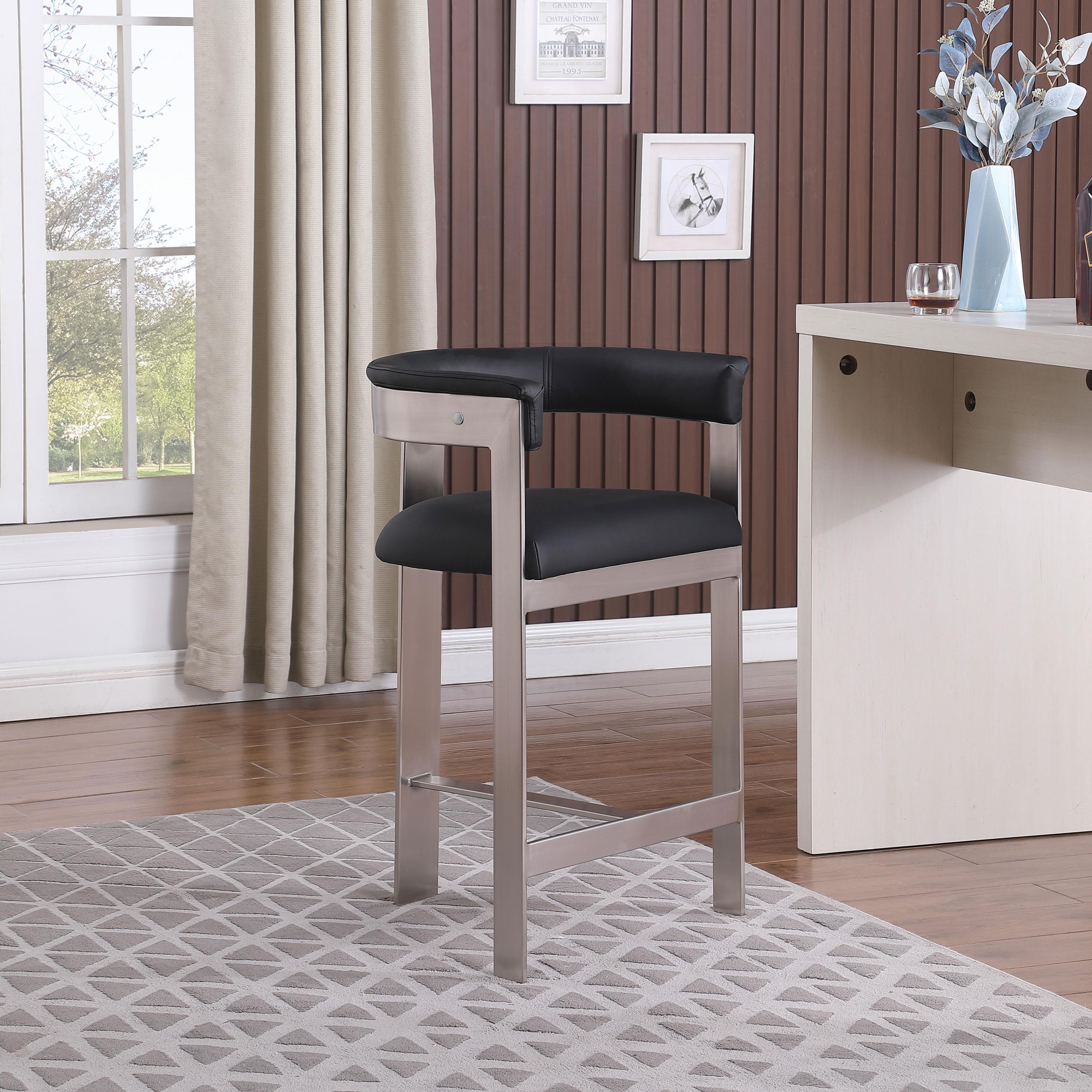 Meridian Romeo Black Vegan Leather Counter Stool