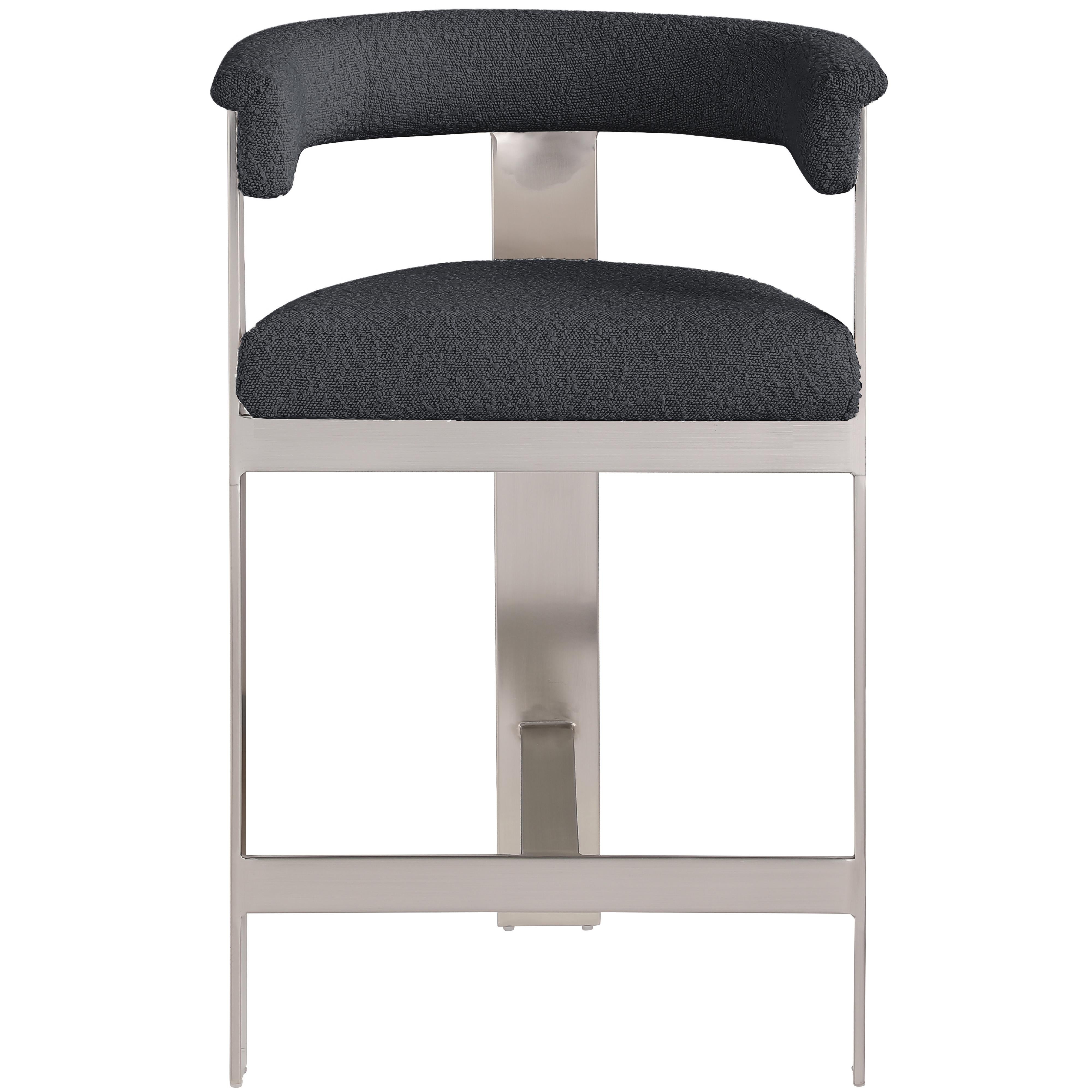 Meridian Romeo Black Boucle Fabric Counter Stool