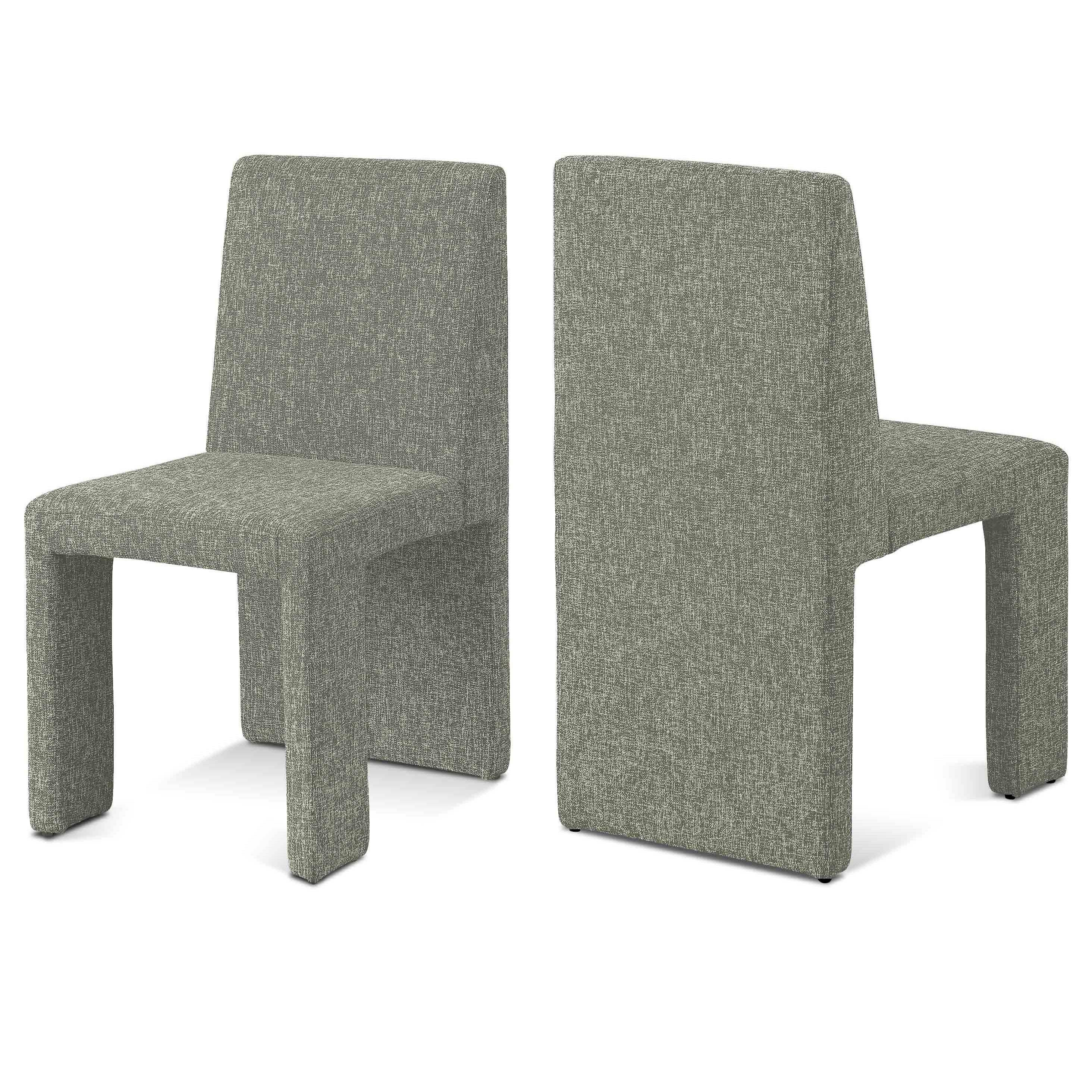 Meridian Benson Green Linen Textured Fabric Dining Chair