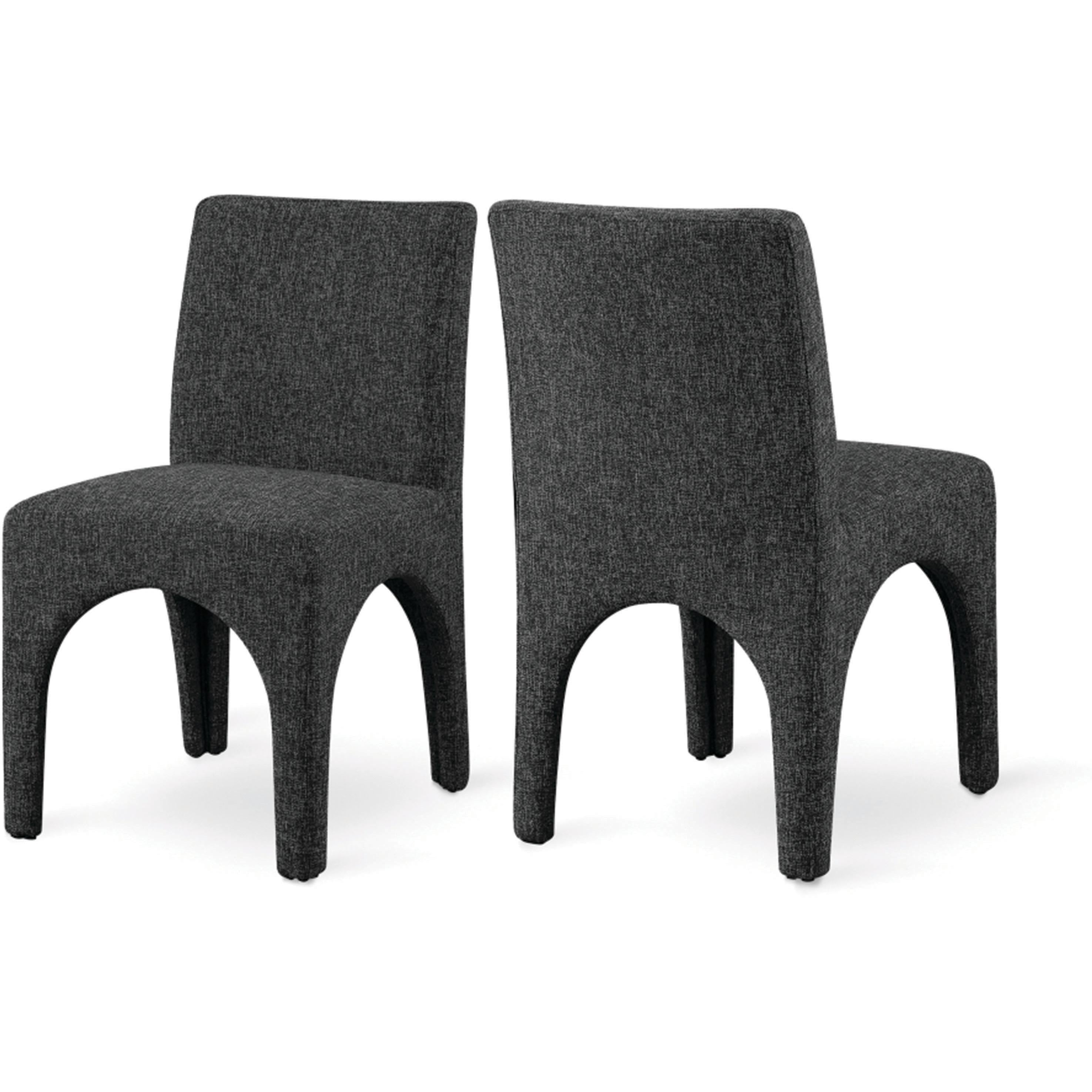 Meridian Gramercy Black Linen Textured Fabric Dining Chair