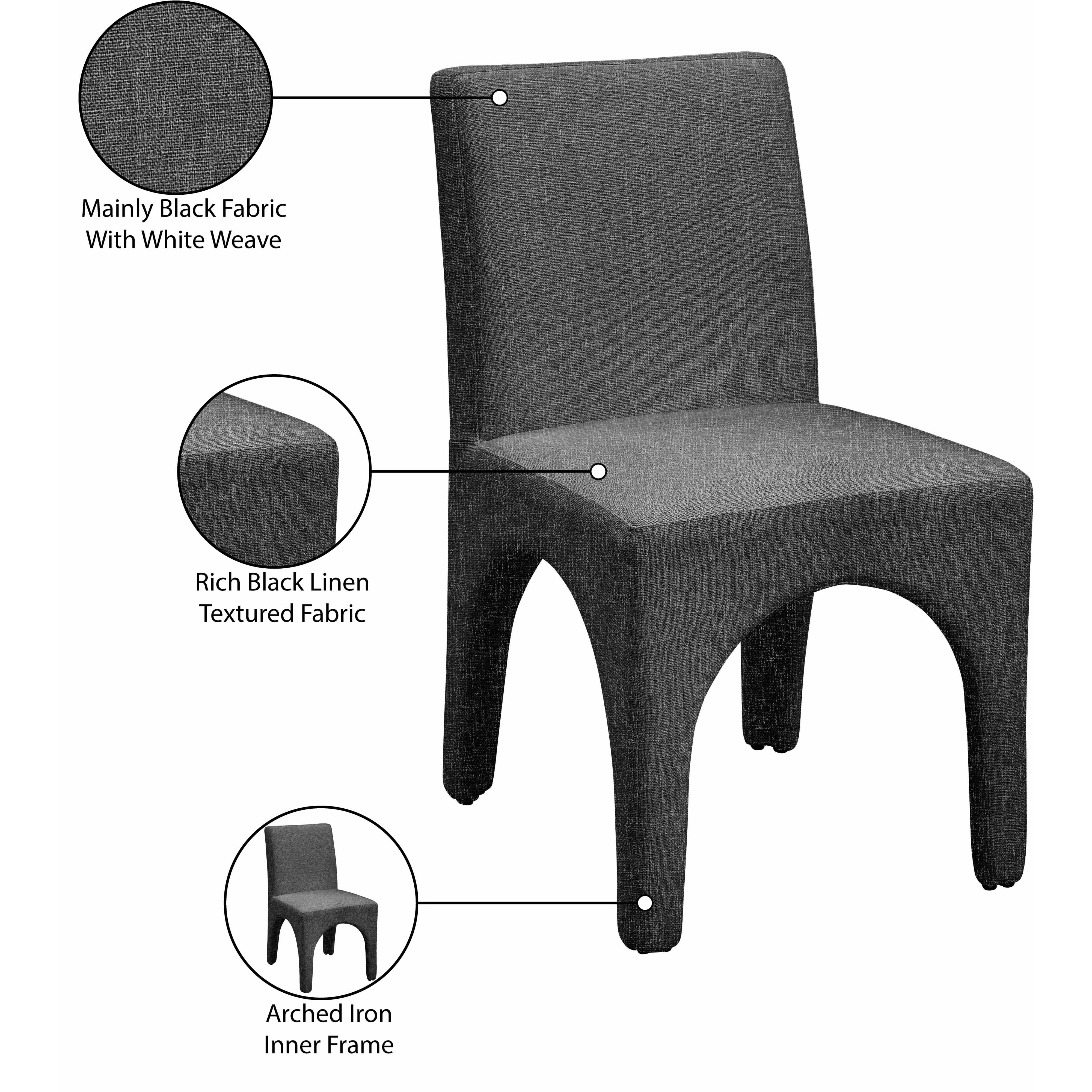 Meridian Gramercy Black Linen Textured Fabric Dining Chair