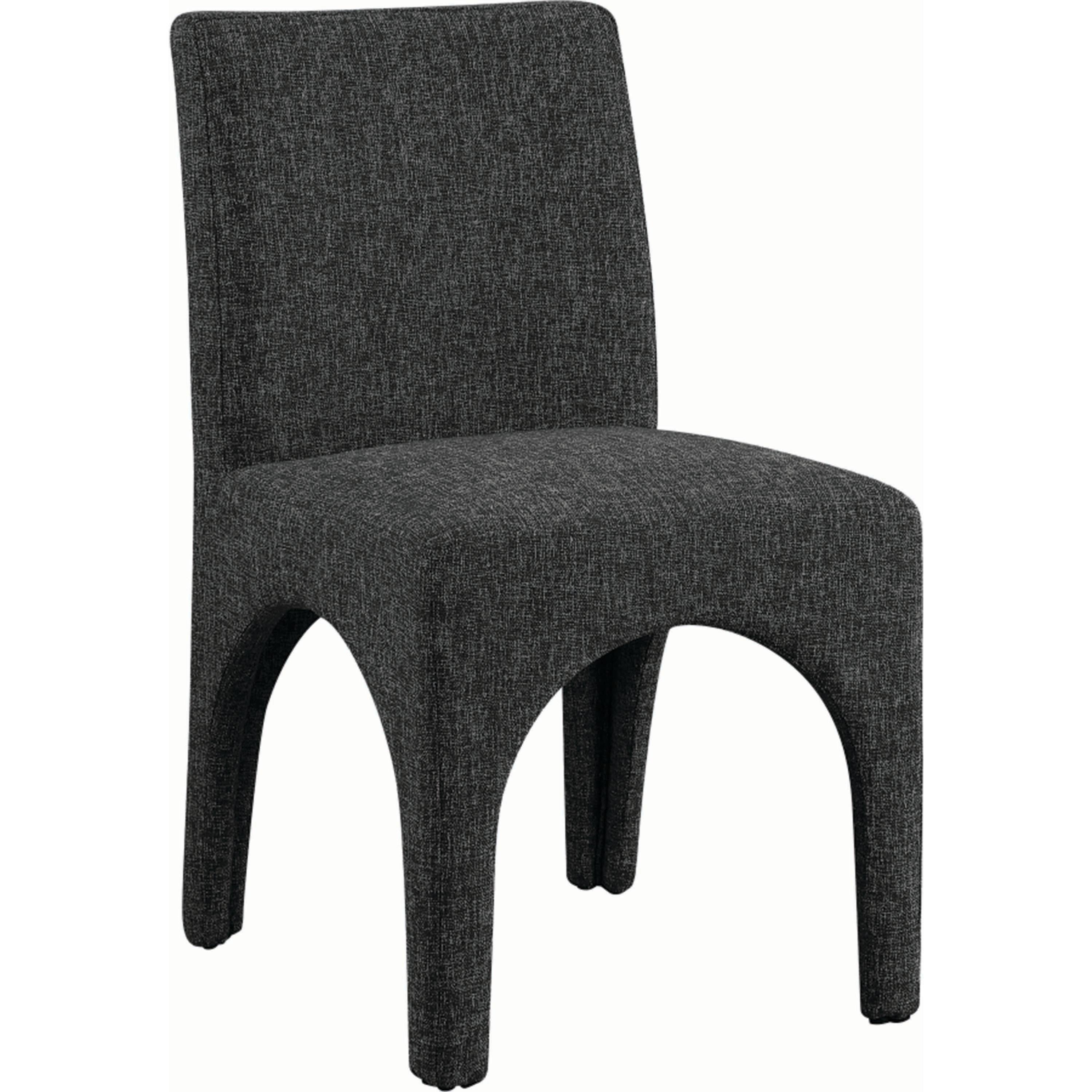 Meridian Gramercy Black Linen Textured Fabric Dining Chair
