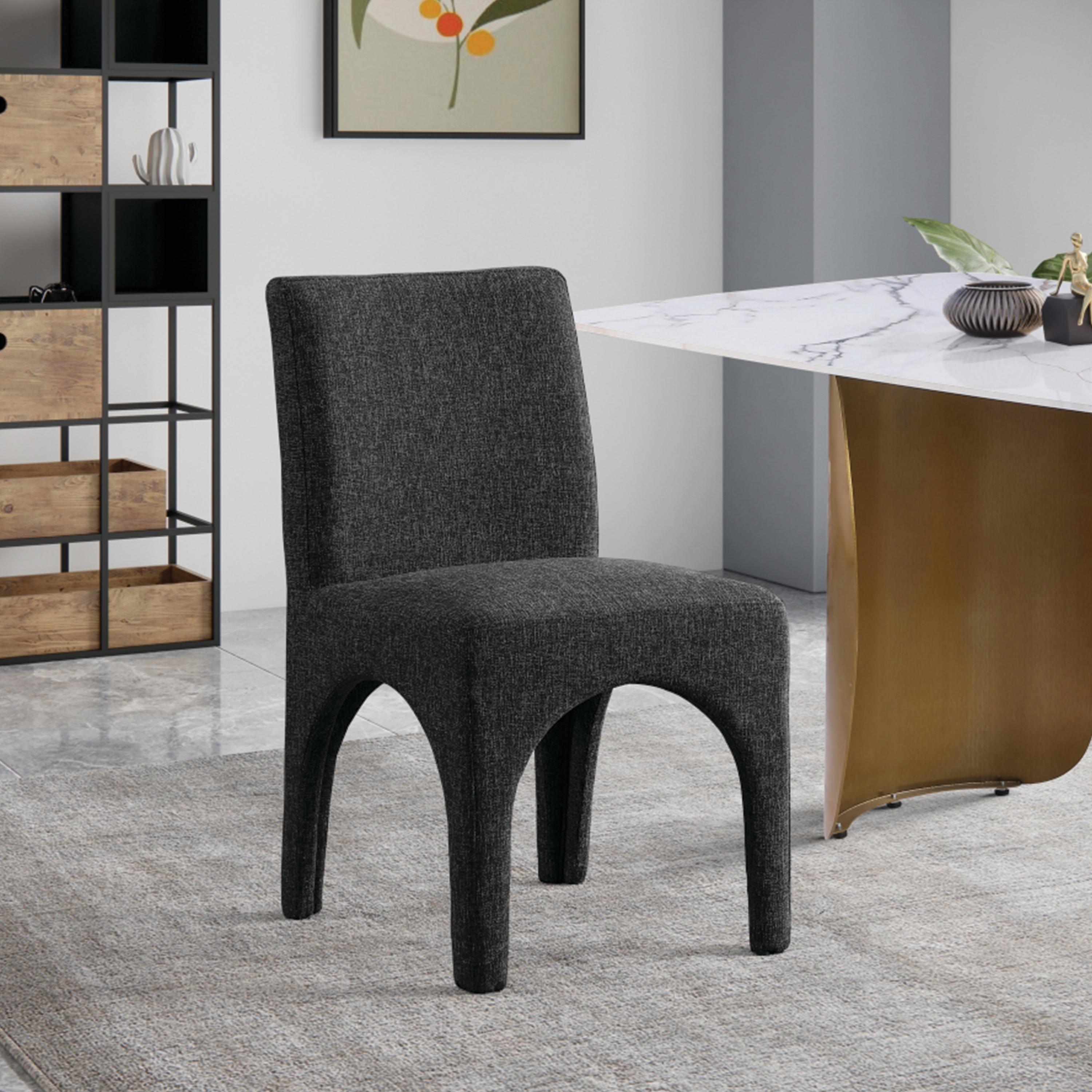 Meridian Gramercy Black Linen Textured Fabric Dining Chair