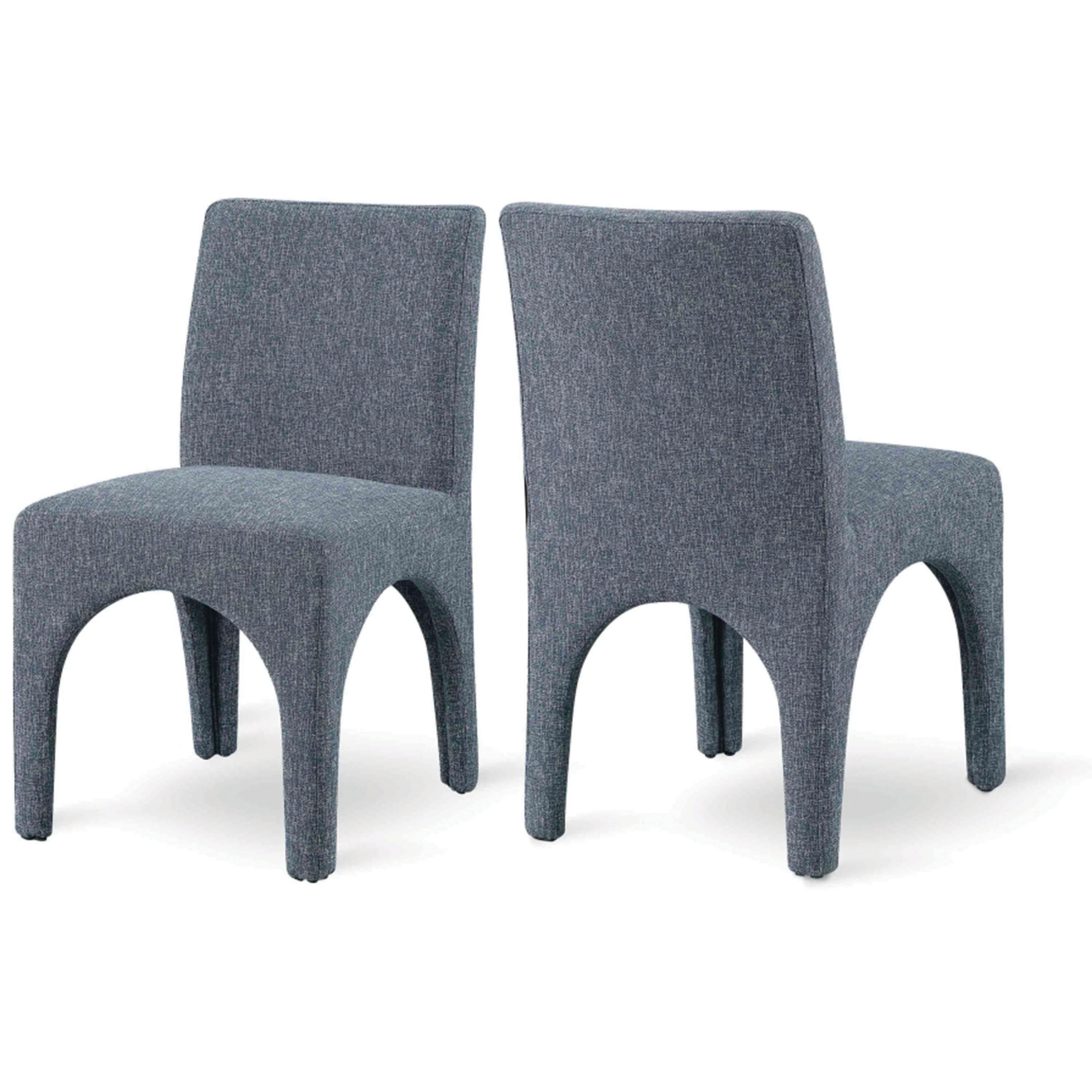 Meridian Gramercy Blue Linen Textured Fabric Dining Chair