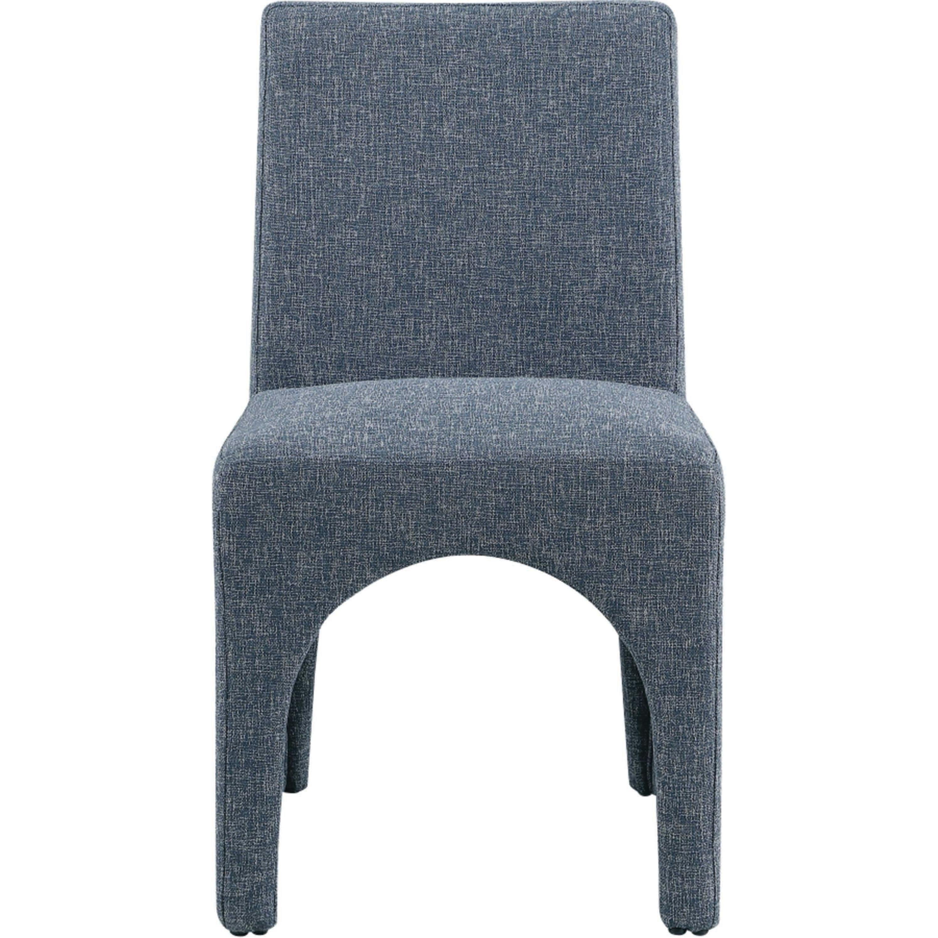 Meridian Gramercy Blue Linen Textured Fabric Dining Chair
