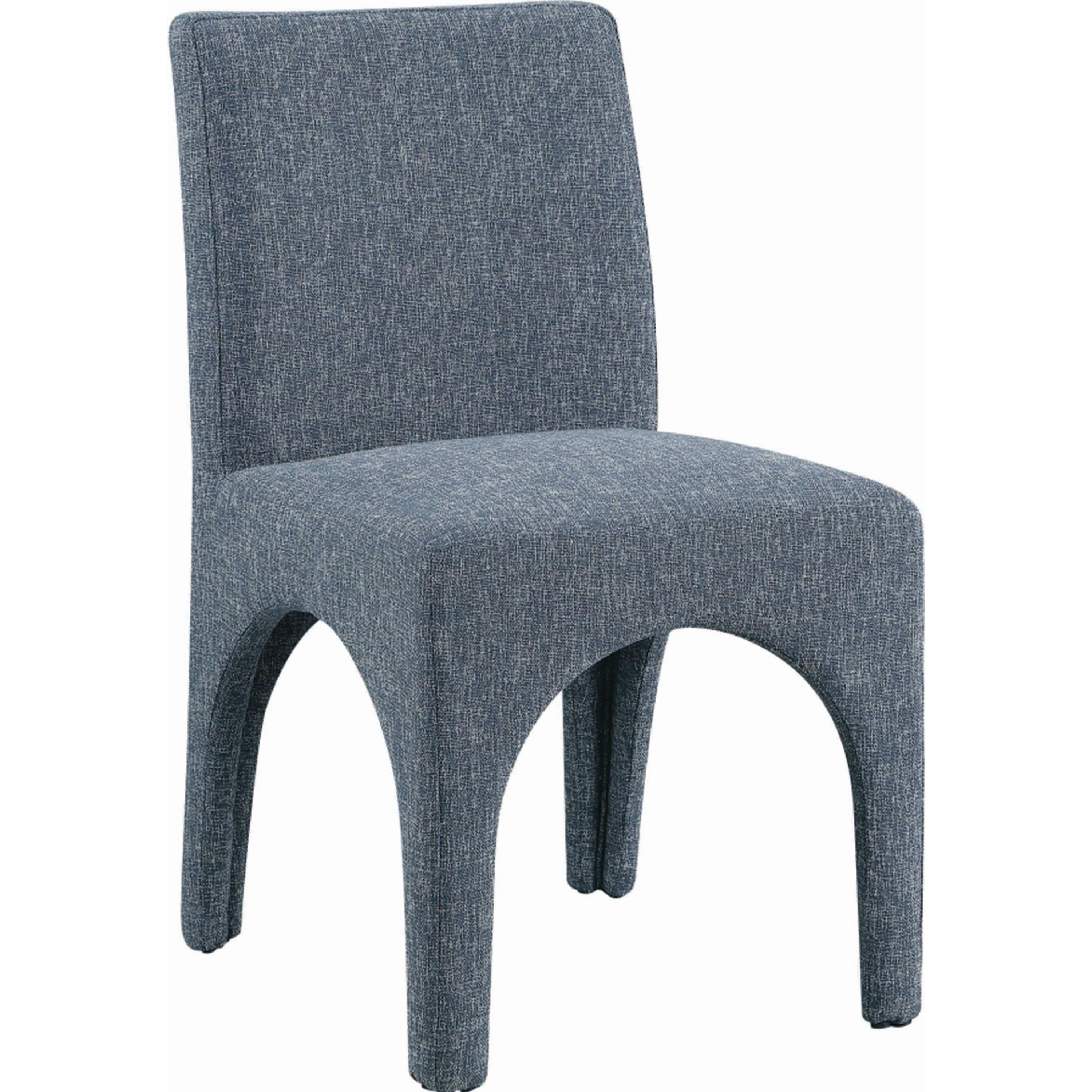 Meridian Gramercy Blue Linen Textured Fabric Dining Chair