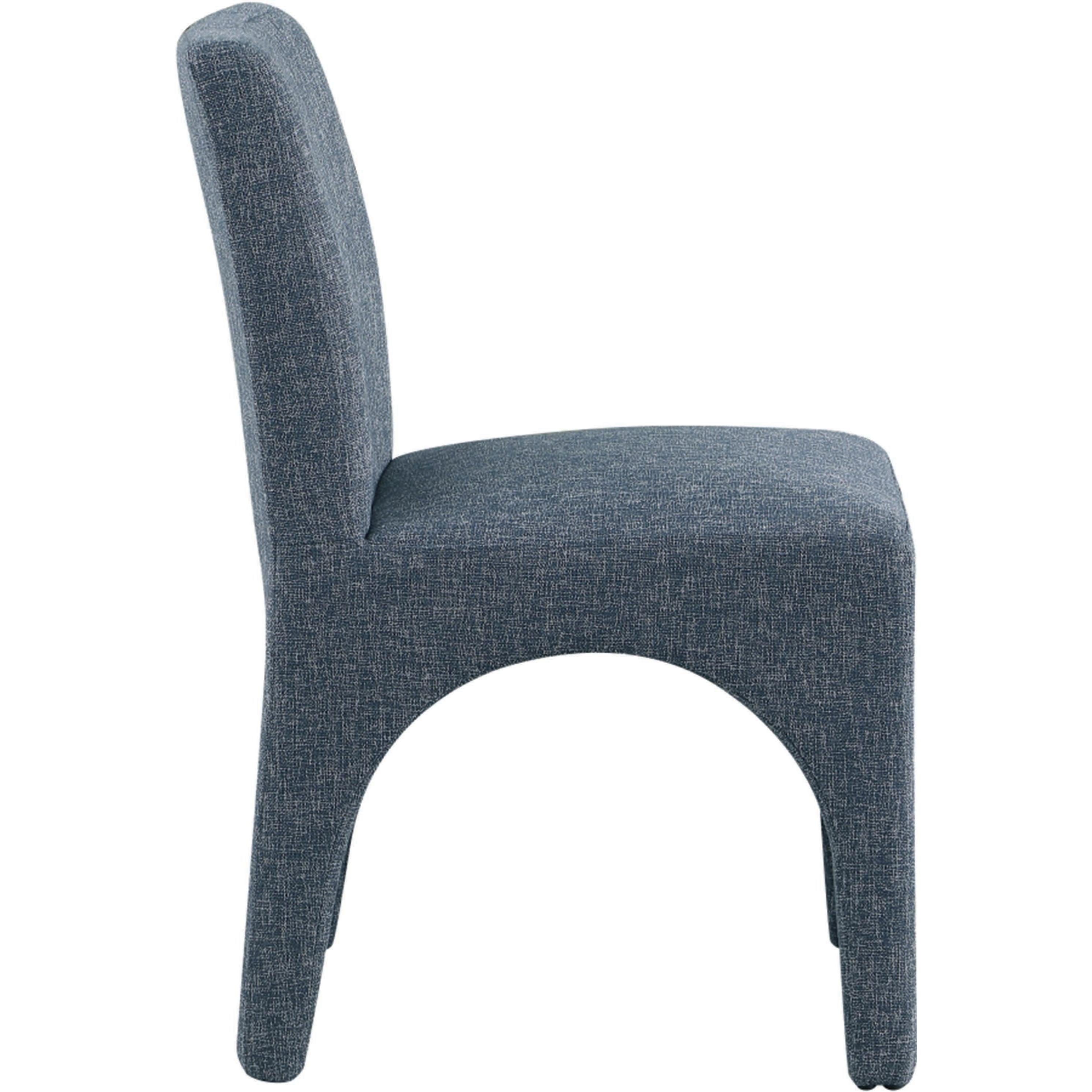 Meridian Gramercy Blue Linen Textured Fabric Dining Chair