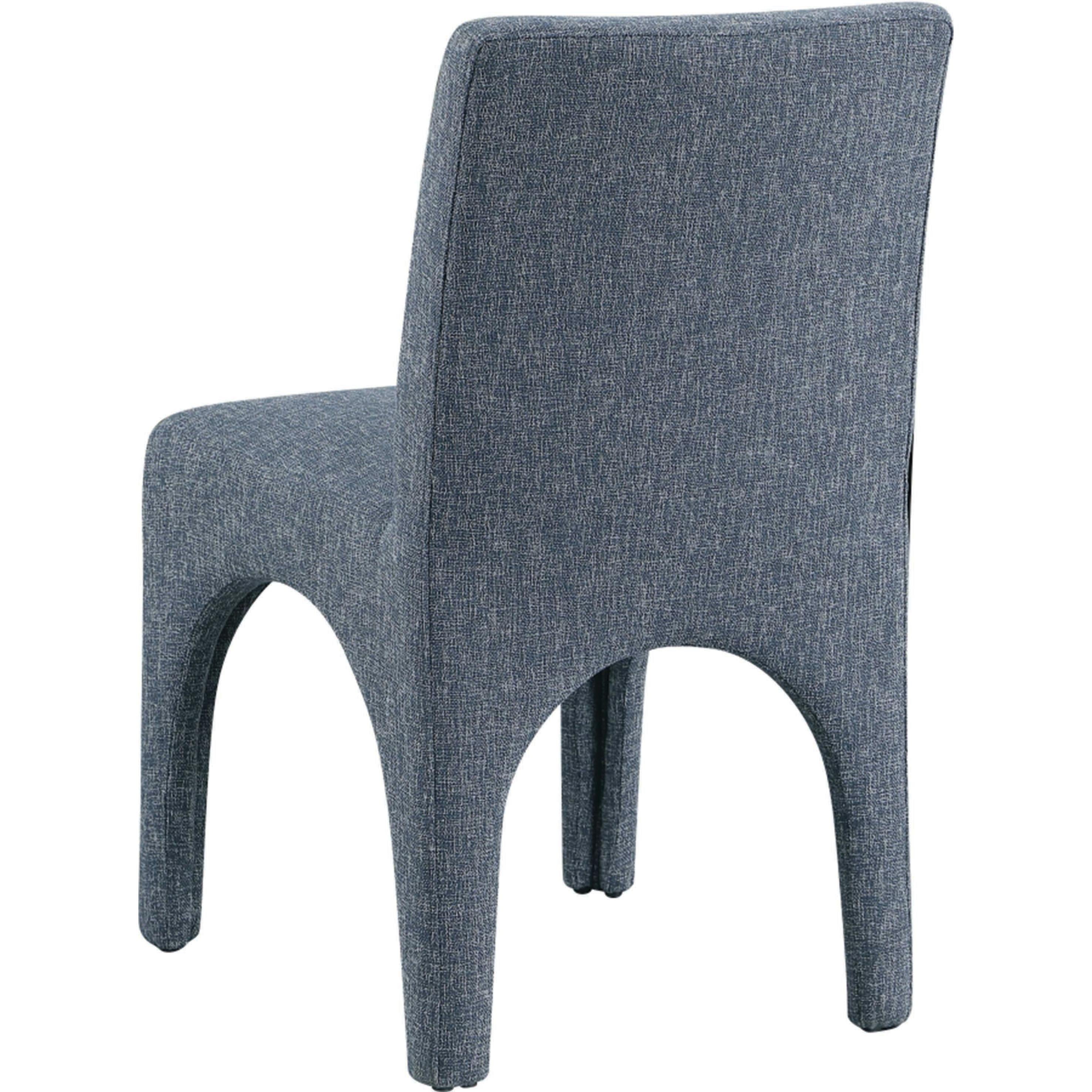 Meridian Gramercy Blue Linen Textured Fabric Dining Chair