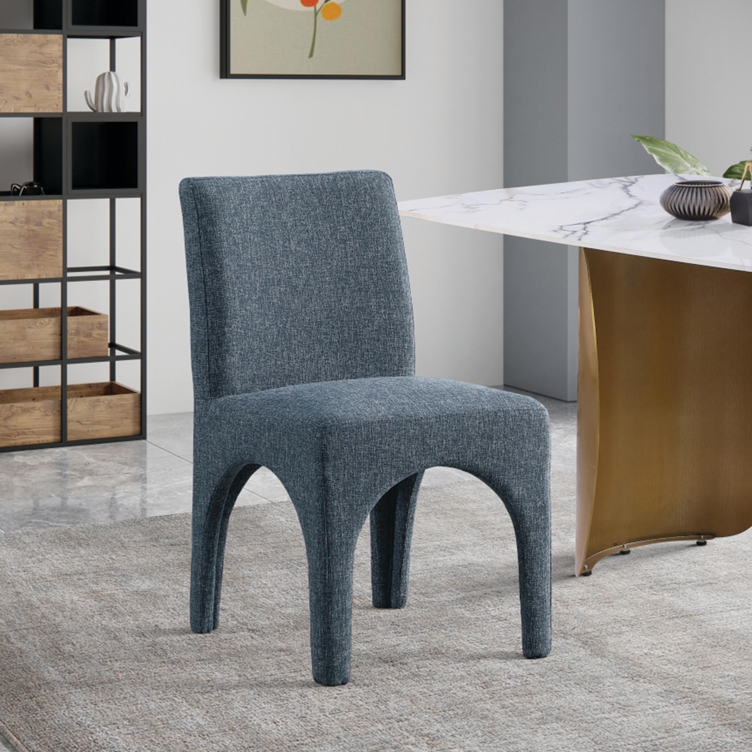 Meridian Gramercy Blue Linen Textured Fabric Dining Chair