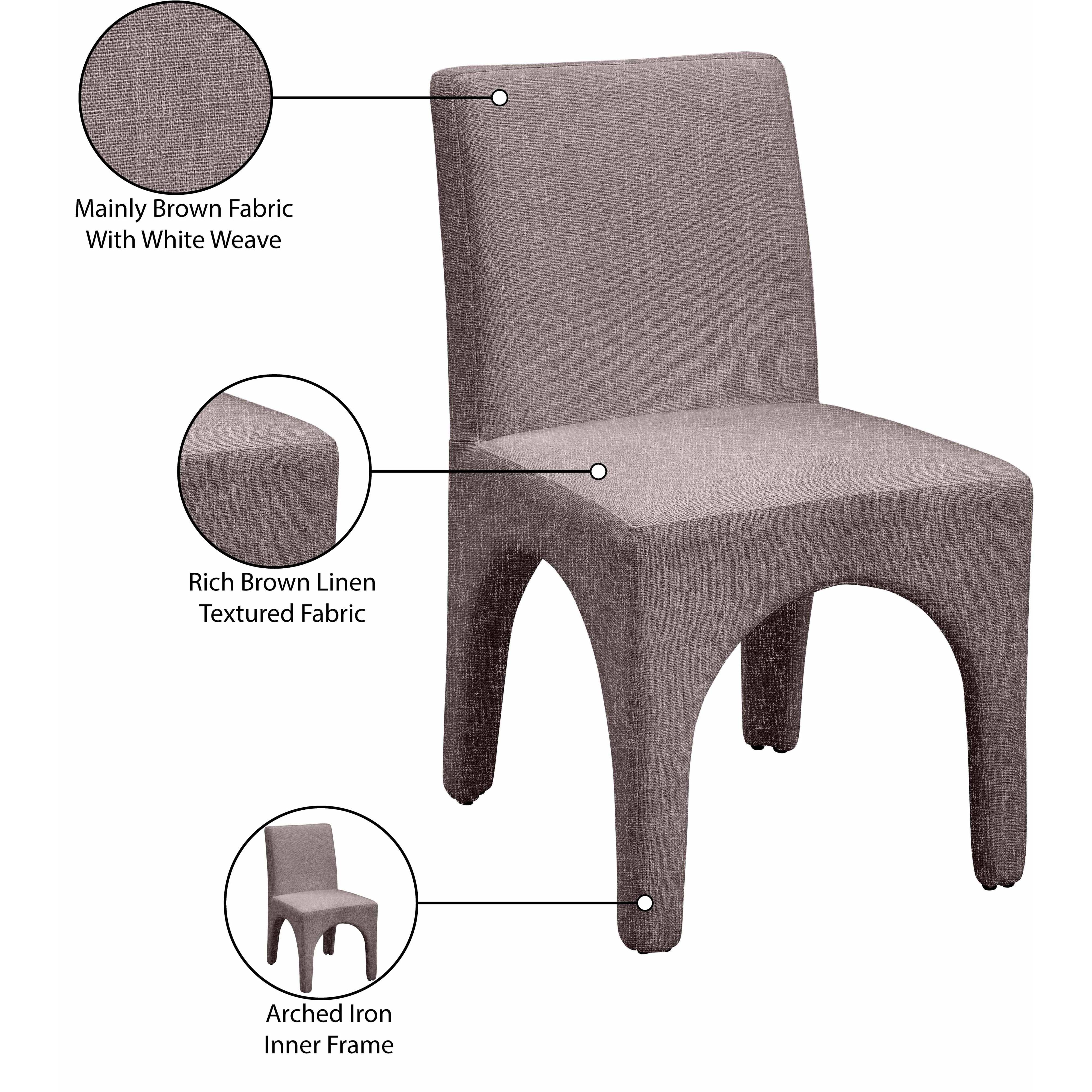Meridian Gramercy Brown Linen Textured Fabric Dining Chair