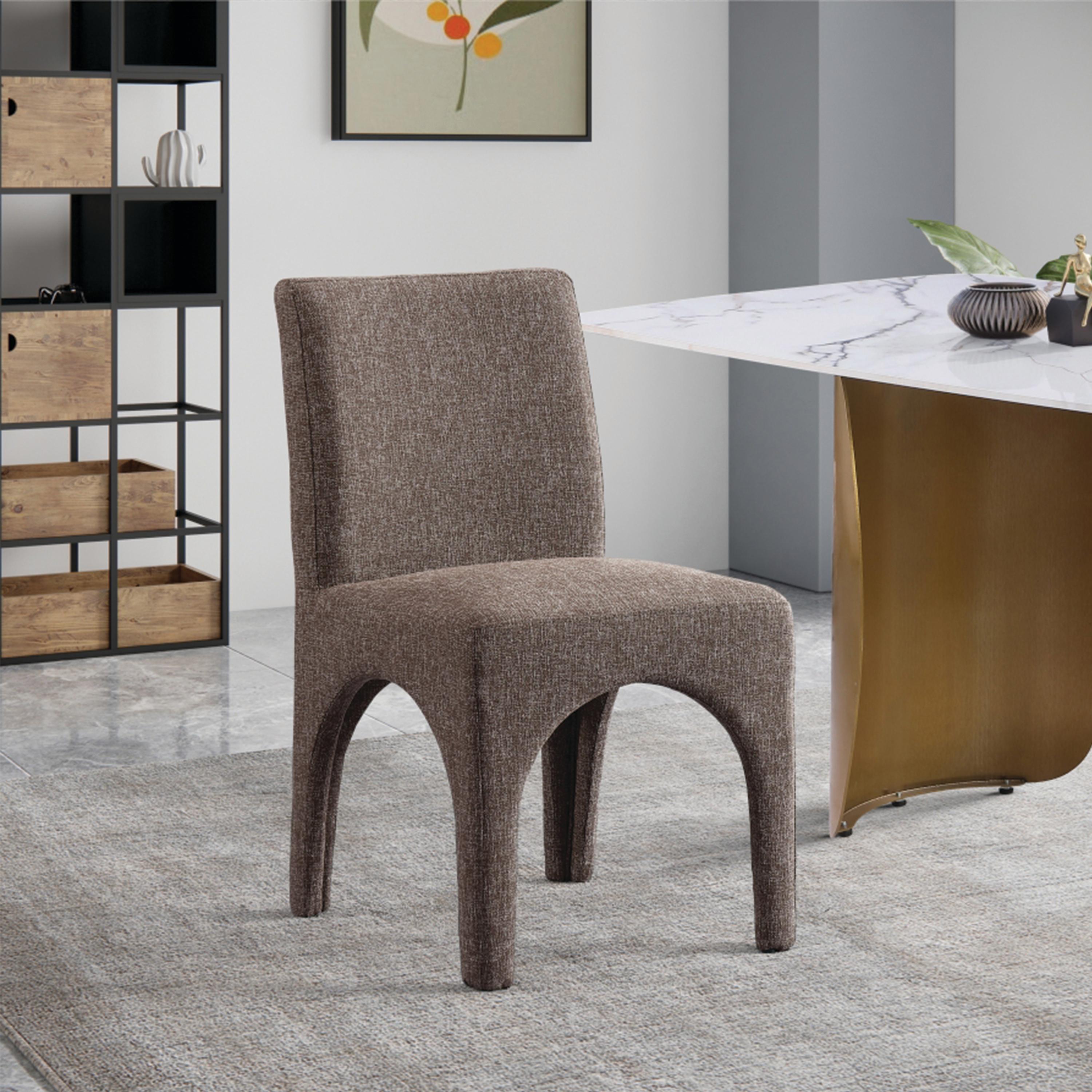 Meridian Gramercy Brown Linen Textured Fabric Dining Chair