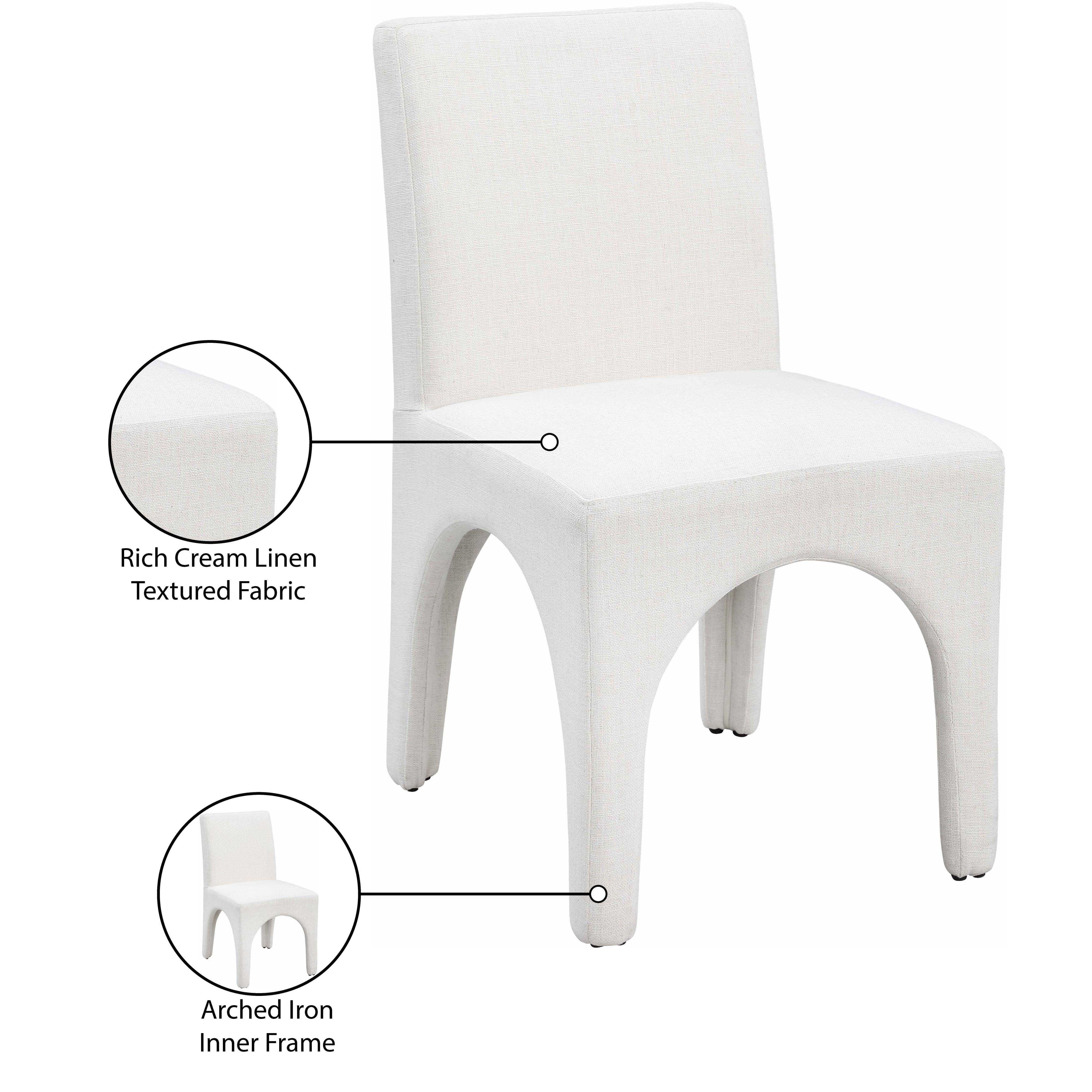 Meridian Gramercy Cream Linen Textured Fabric Dining Chair