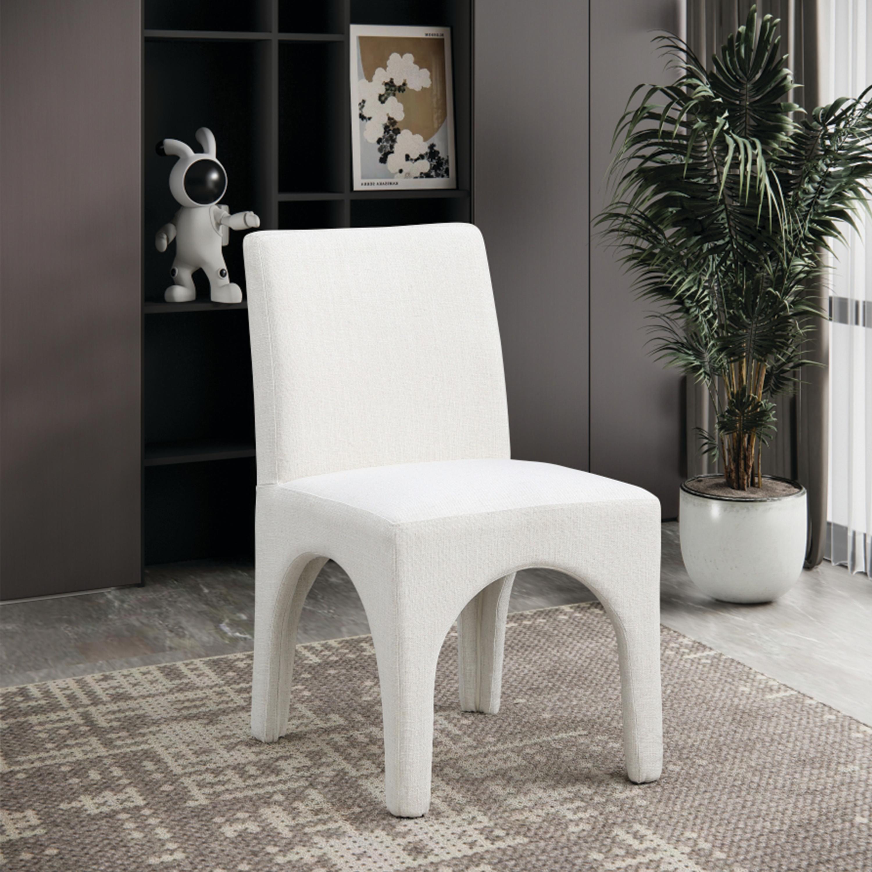 Meridian Gramercy Cream Linen Textured Fabric Dining Chair