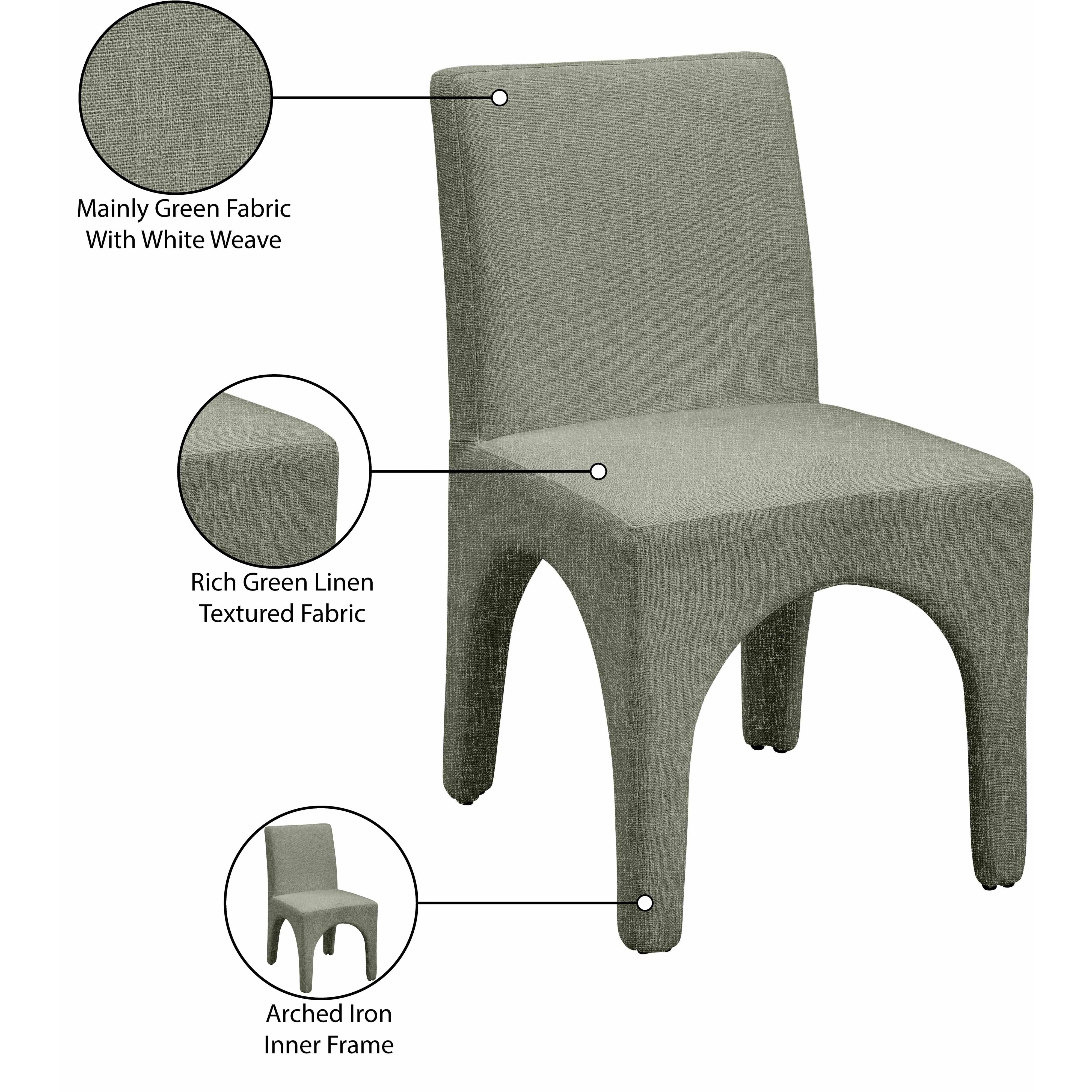 Meridian Gramercy Green Linen Textured Fabric Dining Chair
