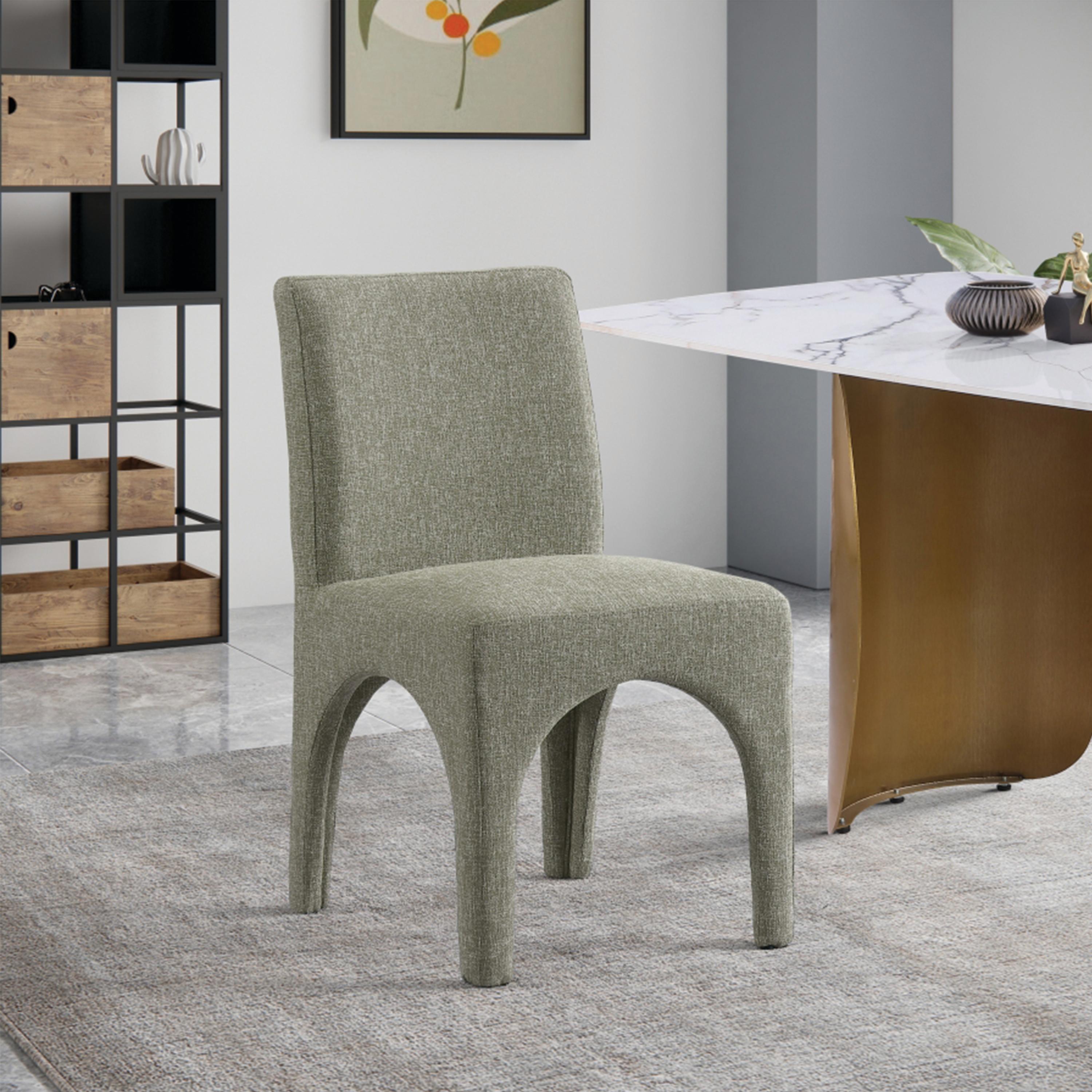 Meridian Gramercy Green Linen Textured Fabric Dining Chair