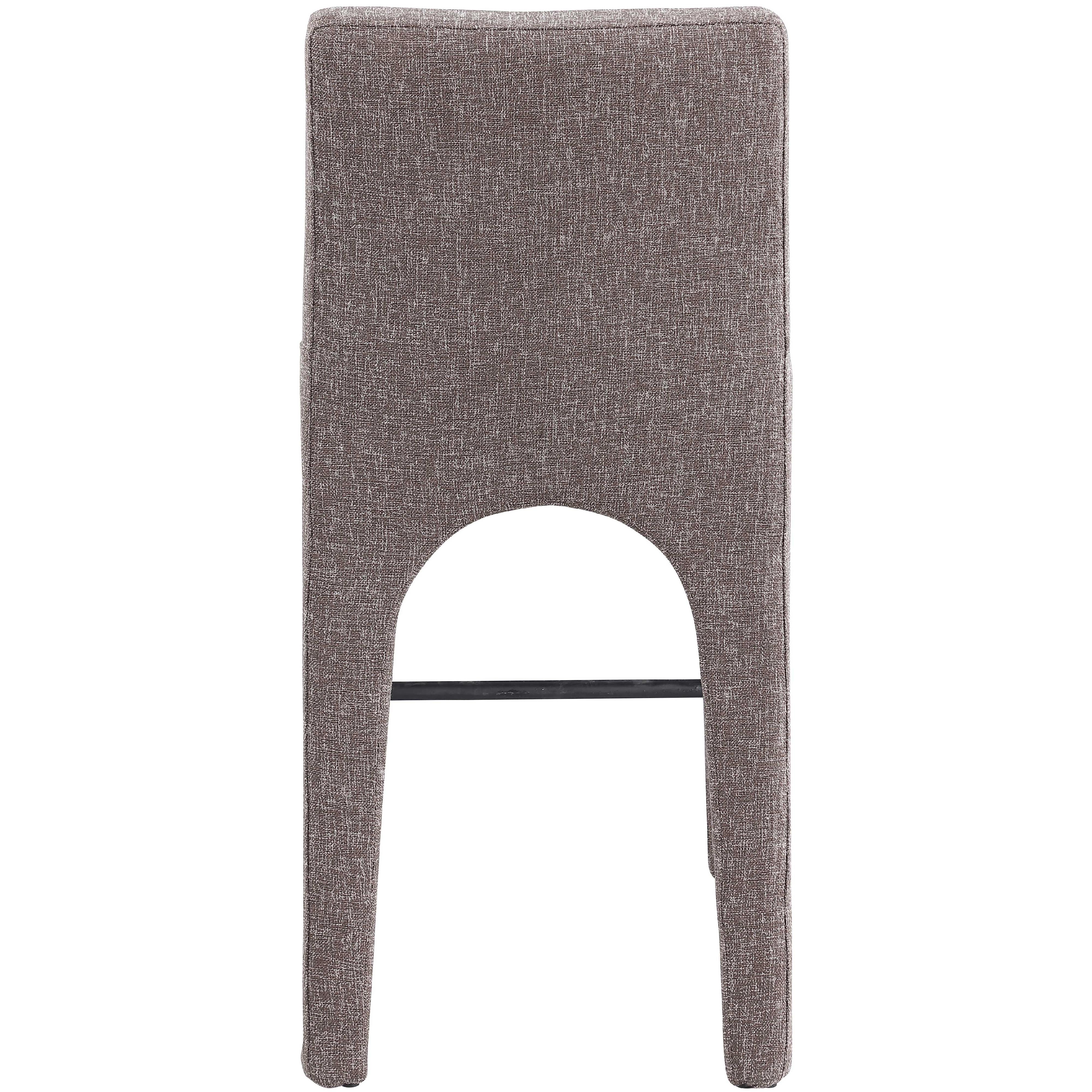 Meridian Gramercy Brown Linen Textured Fabric Stool