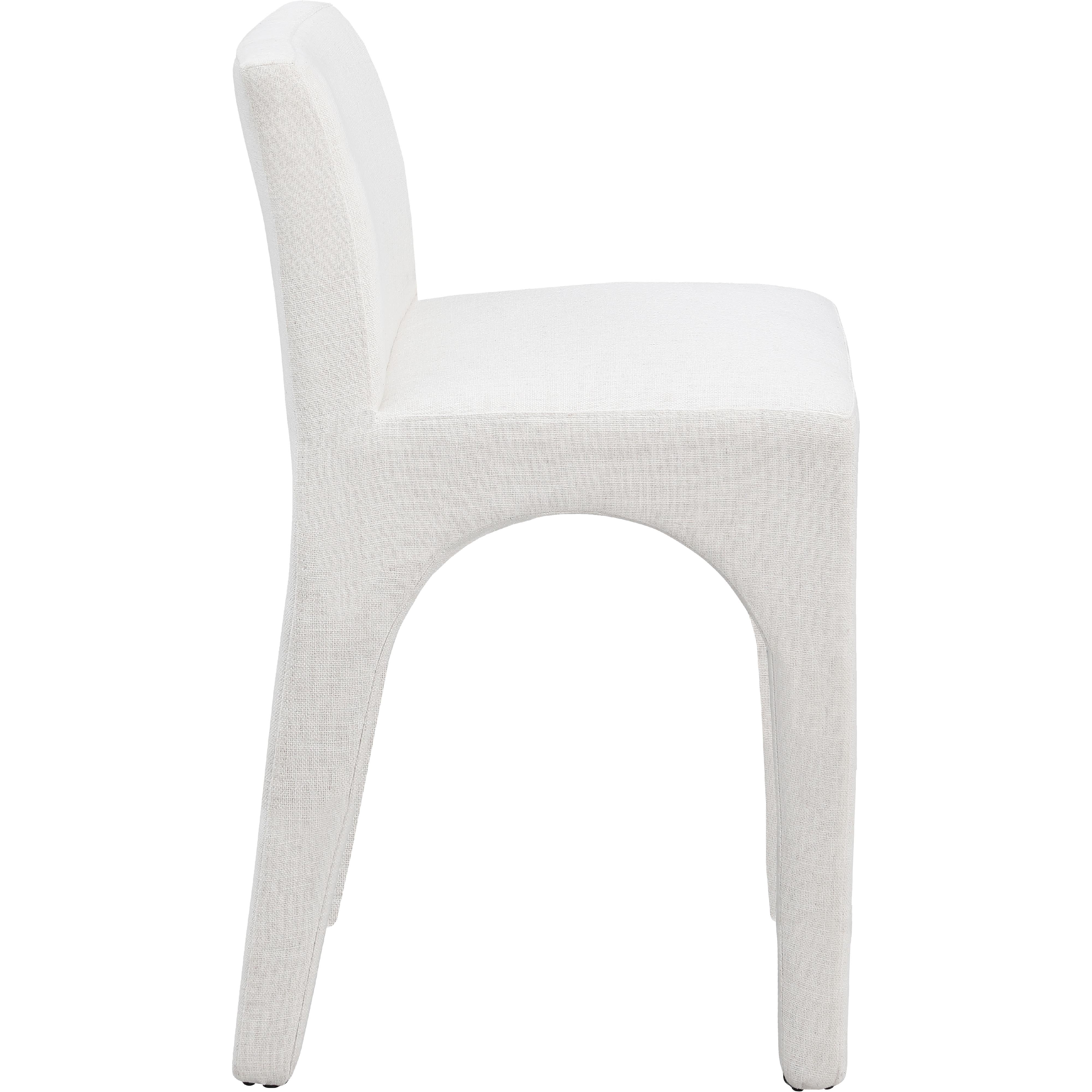Meridian Gramercy Cream Linen Textured Fabric Stool