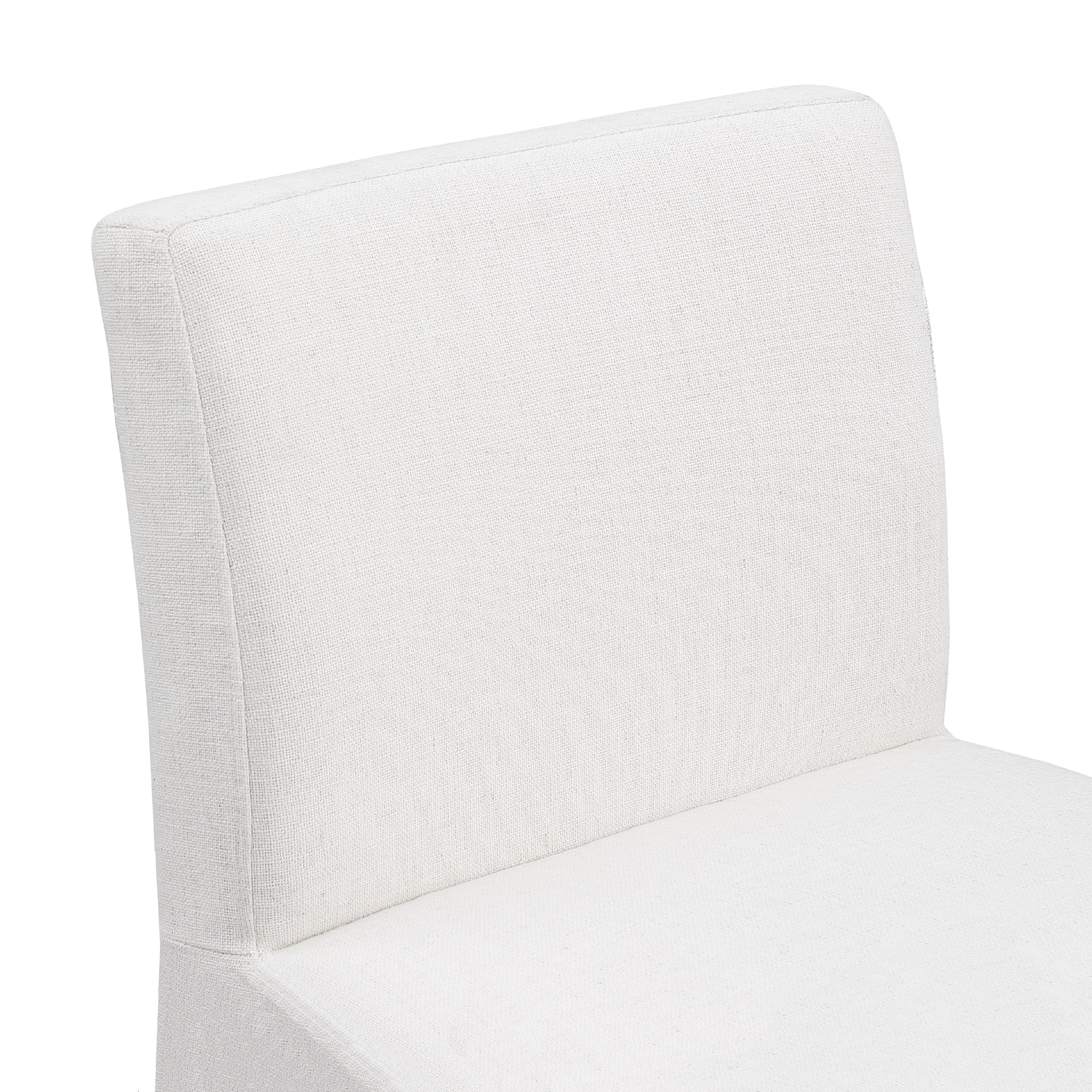 Meridian Gramercy Cream Linen Textured Fabric Stool