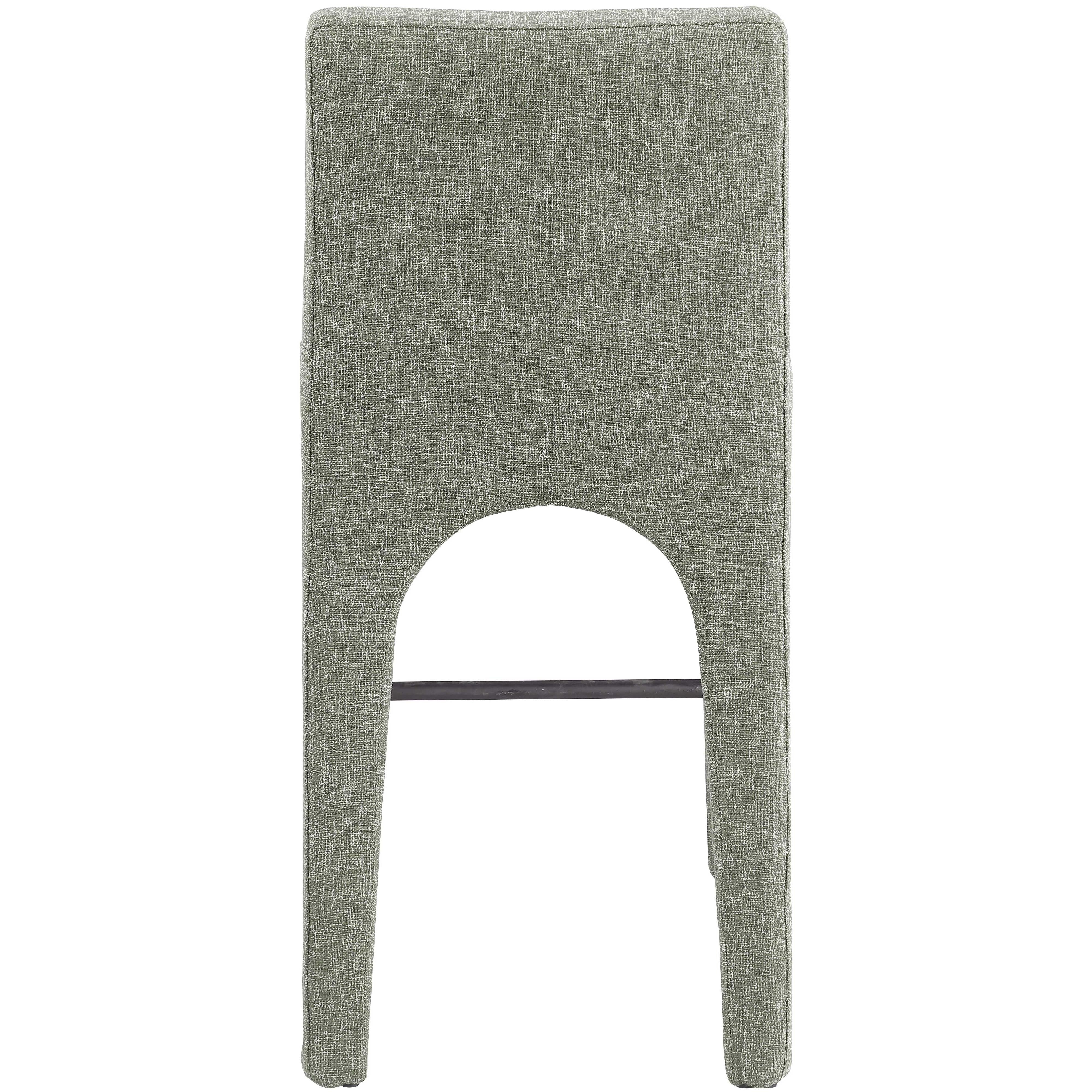 Meridian Gramercy Green Linen Textured Fabric Stool