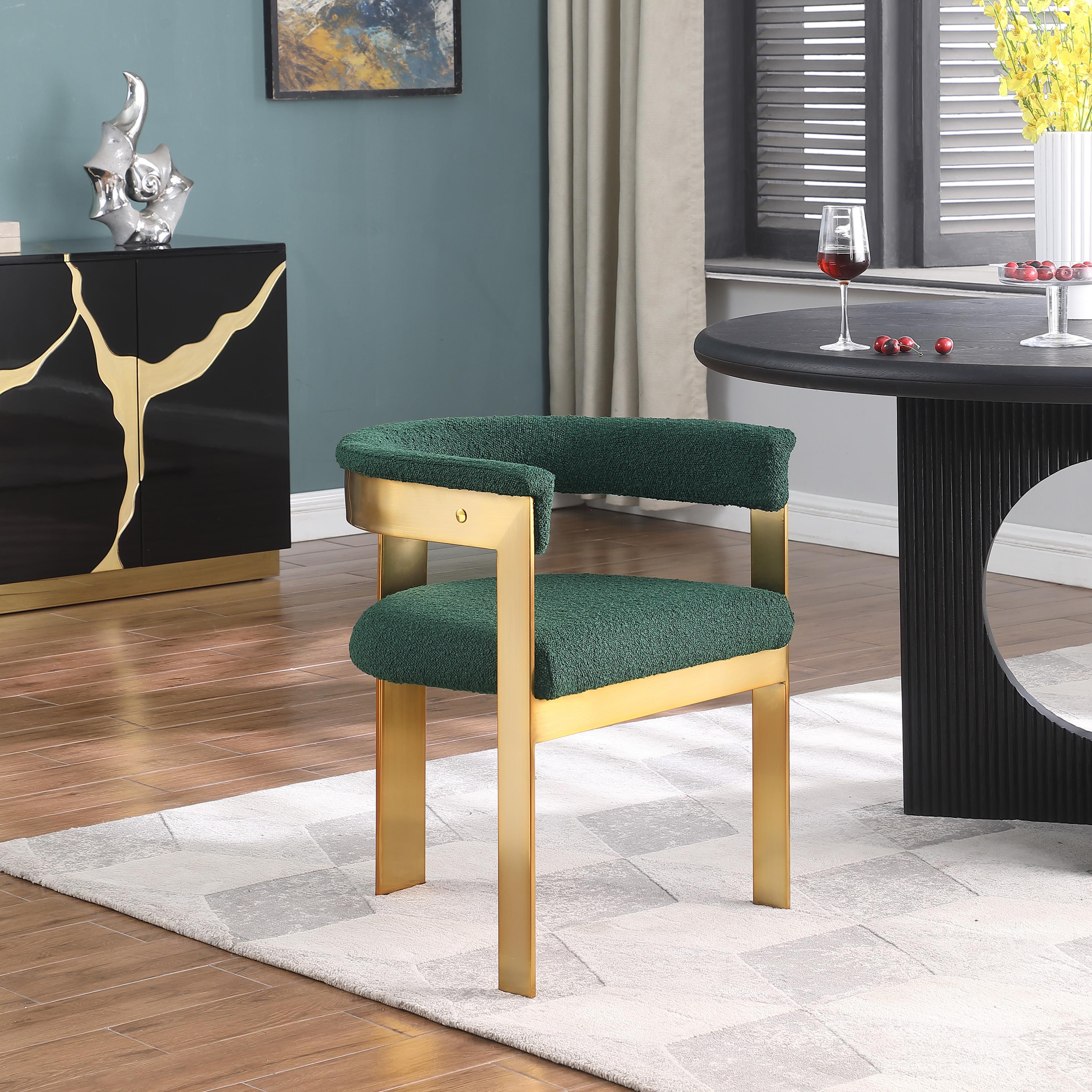 Meridian Romeo Green Boucle Fabric Dining Chair