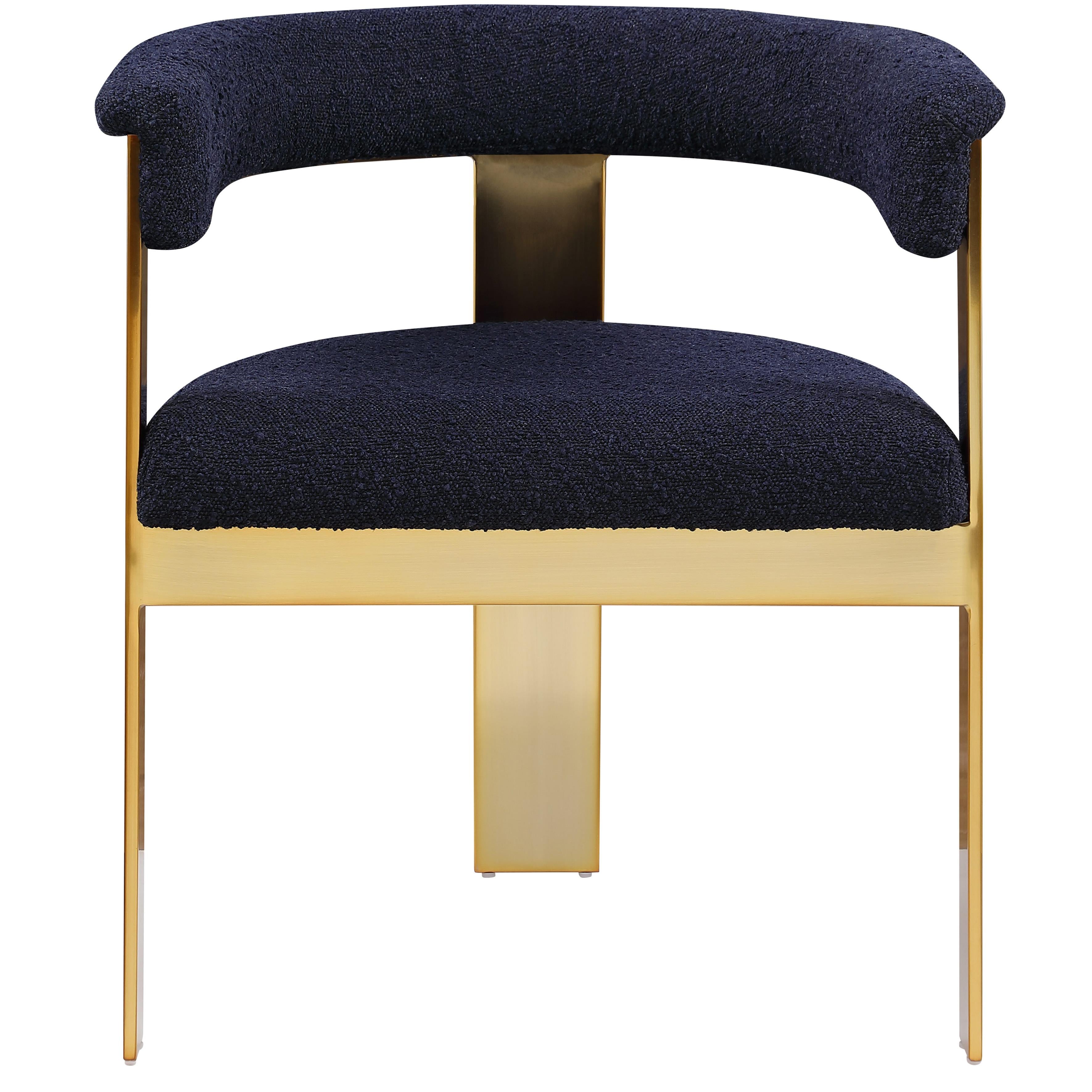 Meridian Romeo Navy Boucle Fabric Dining Chair