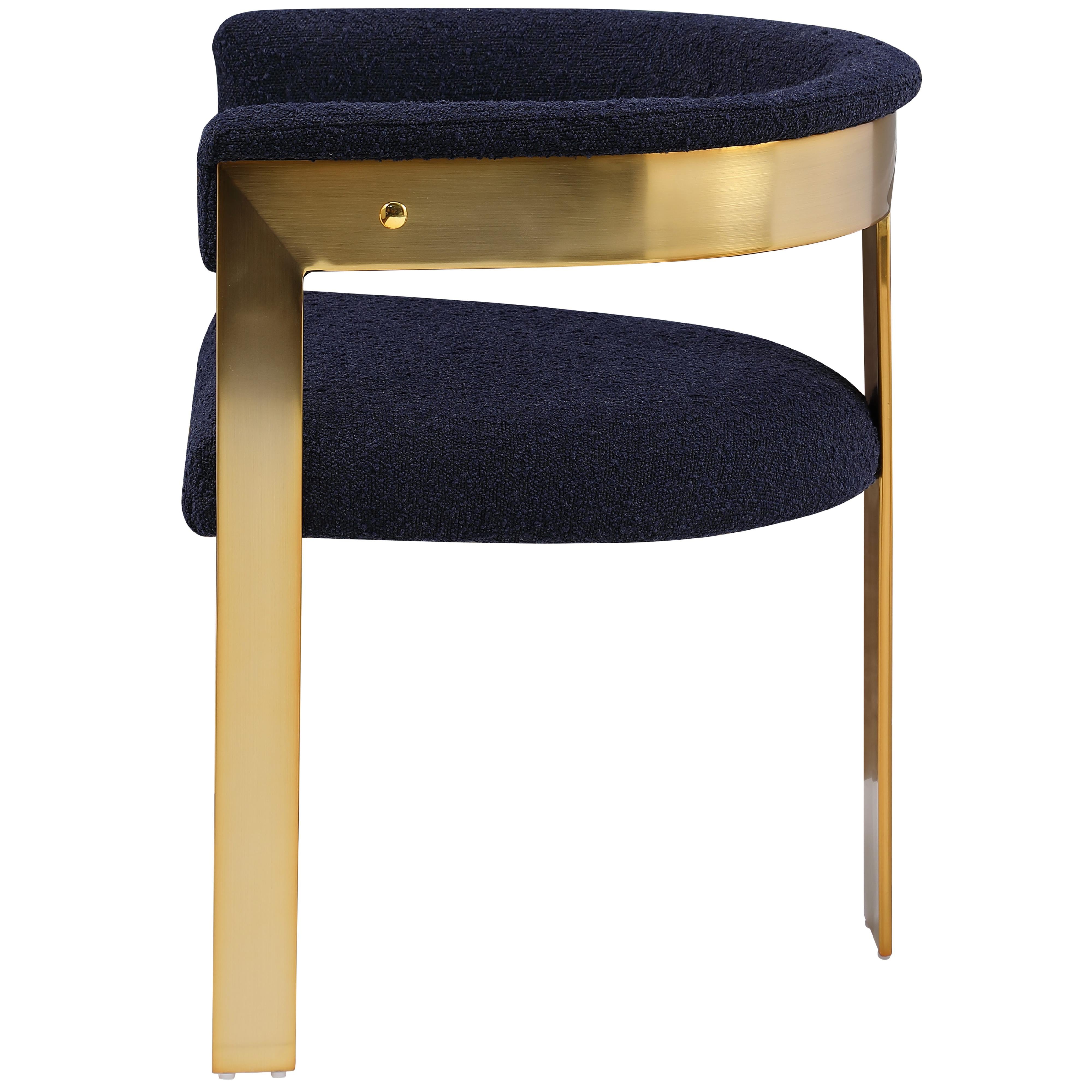 Meridian Romeo Navy Boucle Fabric Dining Chair