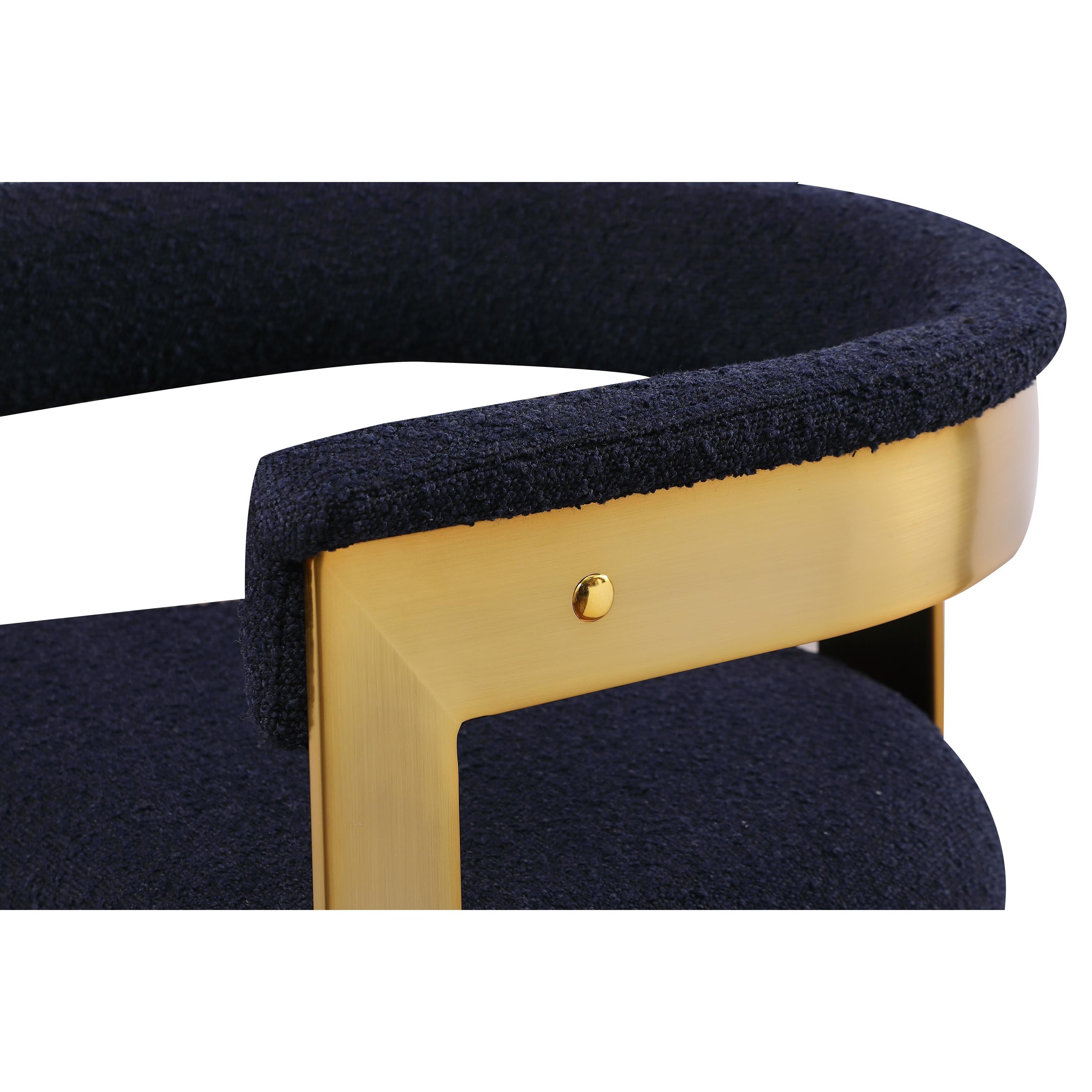 Meridian Romeo Navy Boucle Fabric Dining Chair