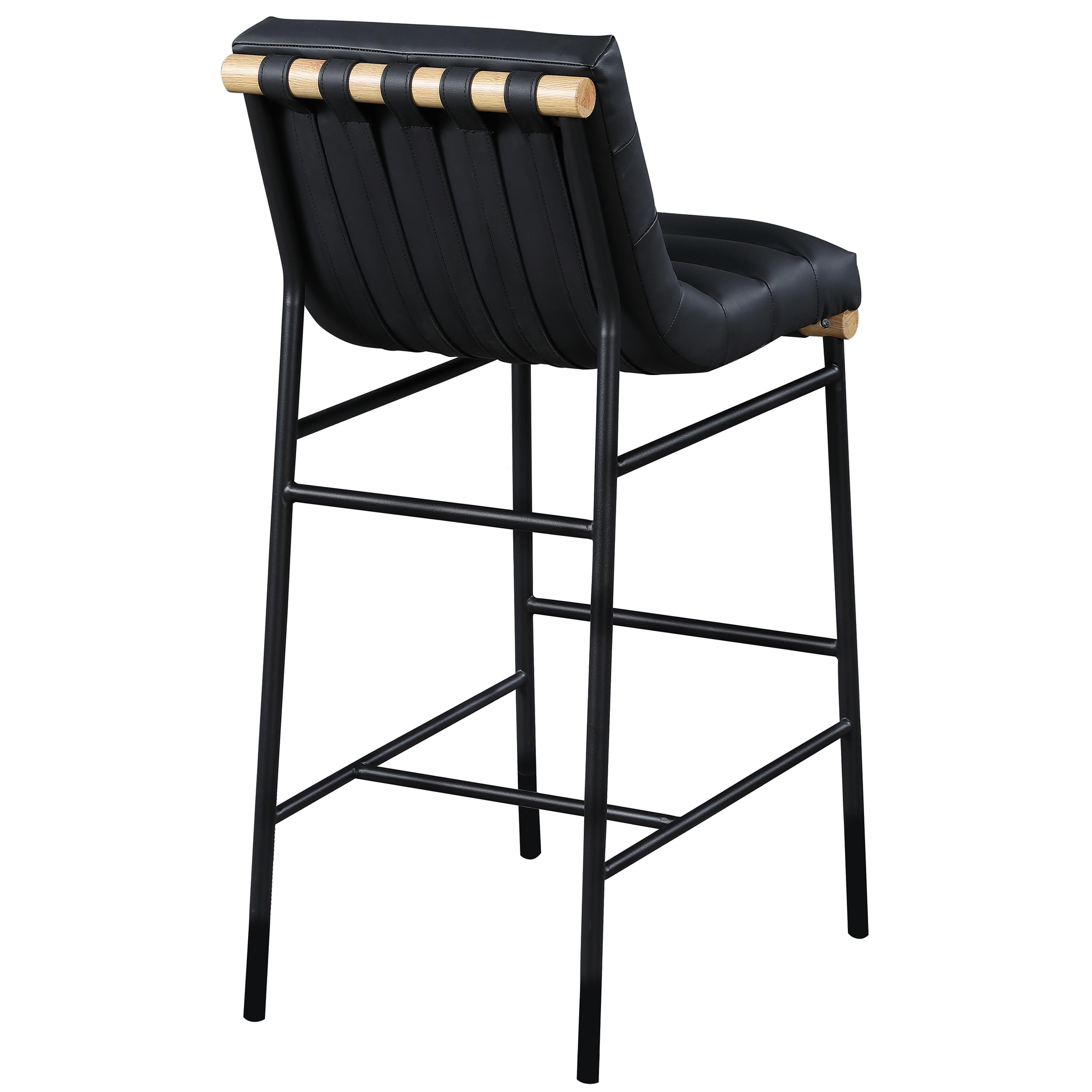 Meridian Burke Black Vegan Leather Bar Stool