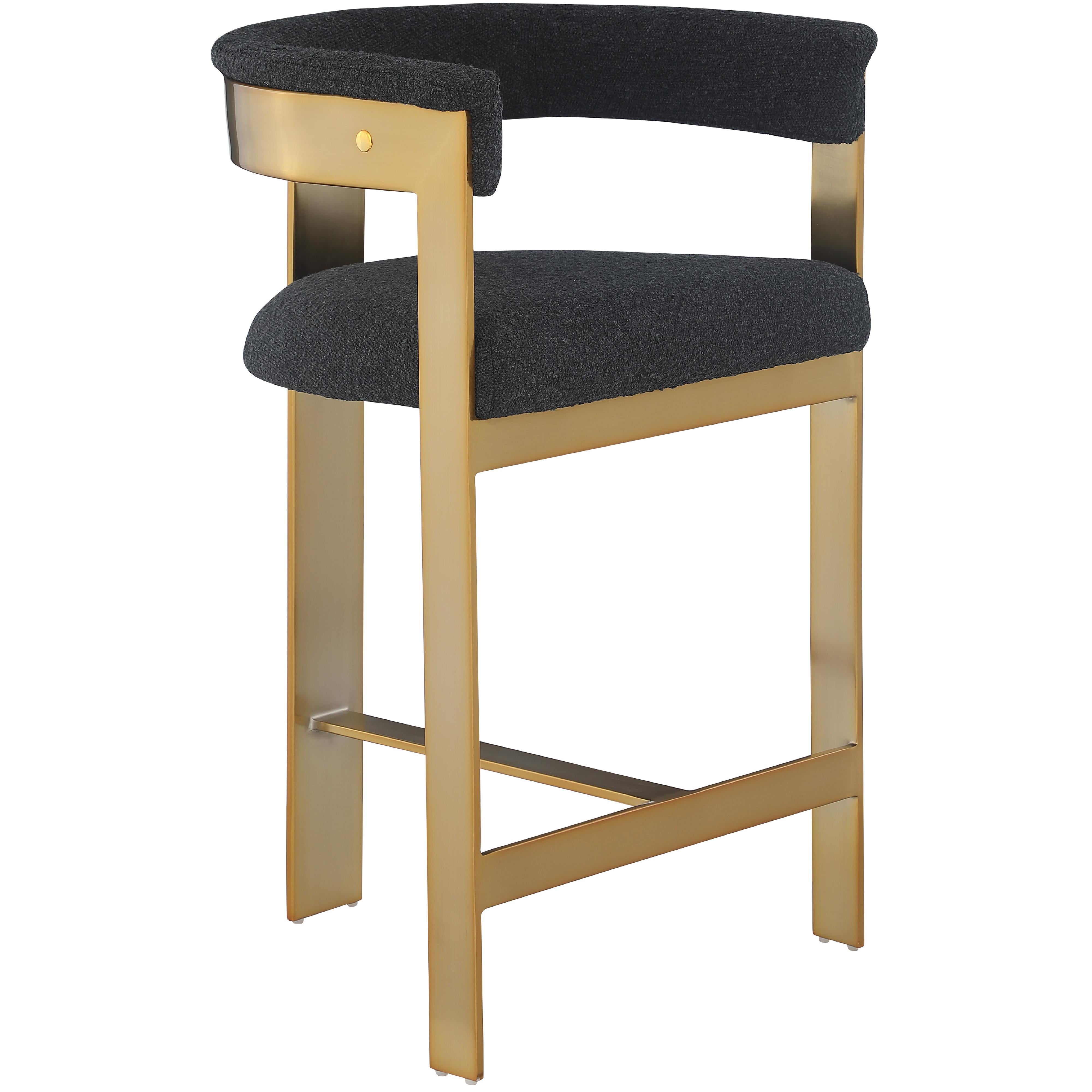 Meridian Romeo Black Boucle Fabric Counter Stool