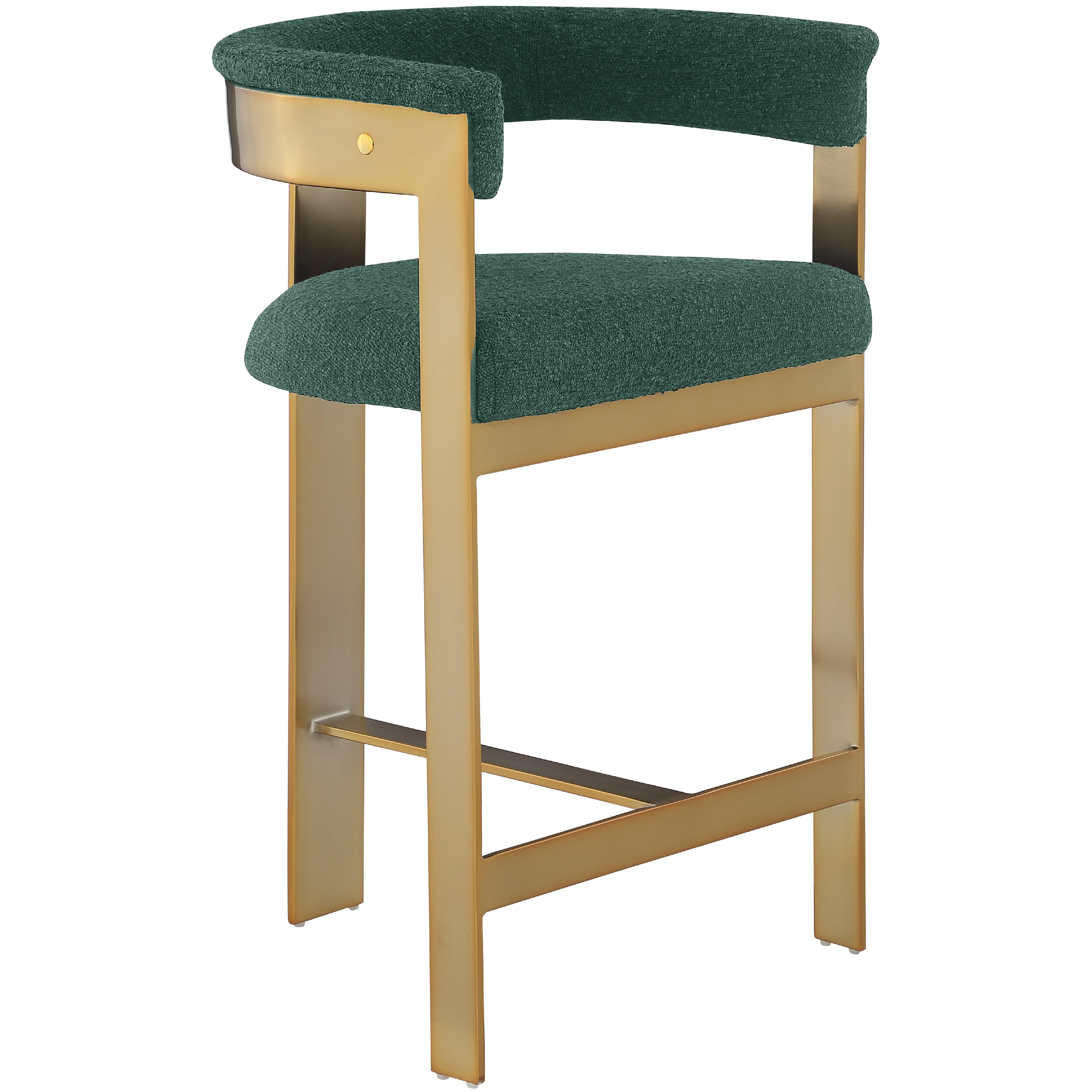 Meridian Romeo Green Boucle Fabric Counter Stool