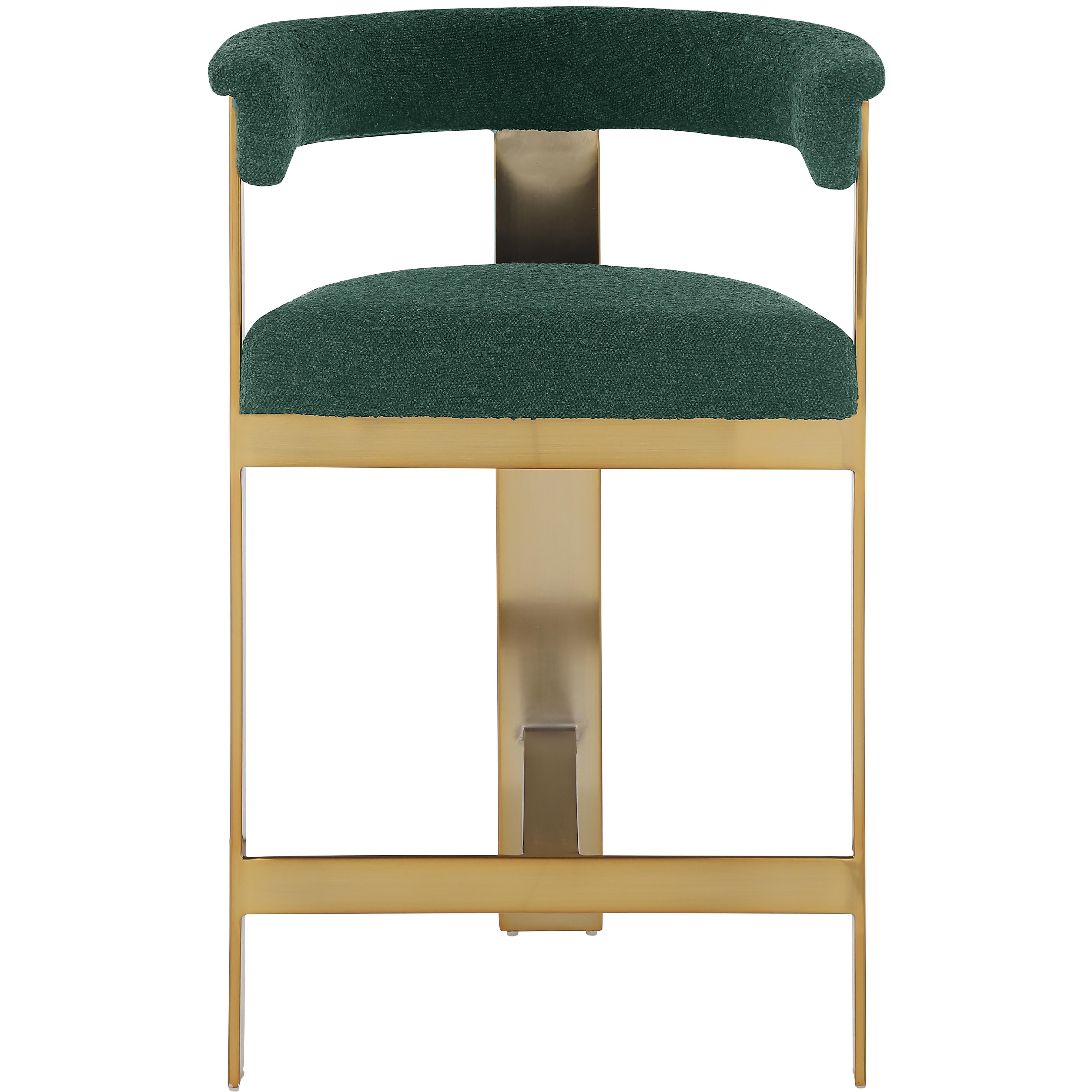 Meridian Romeo Green Boucle Fabric Counter Stool