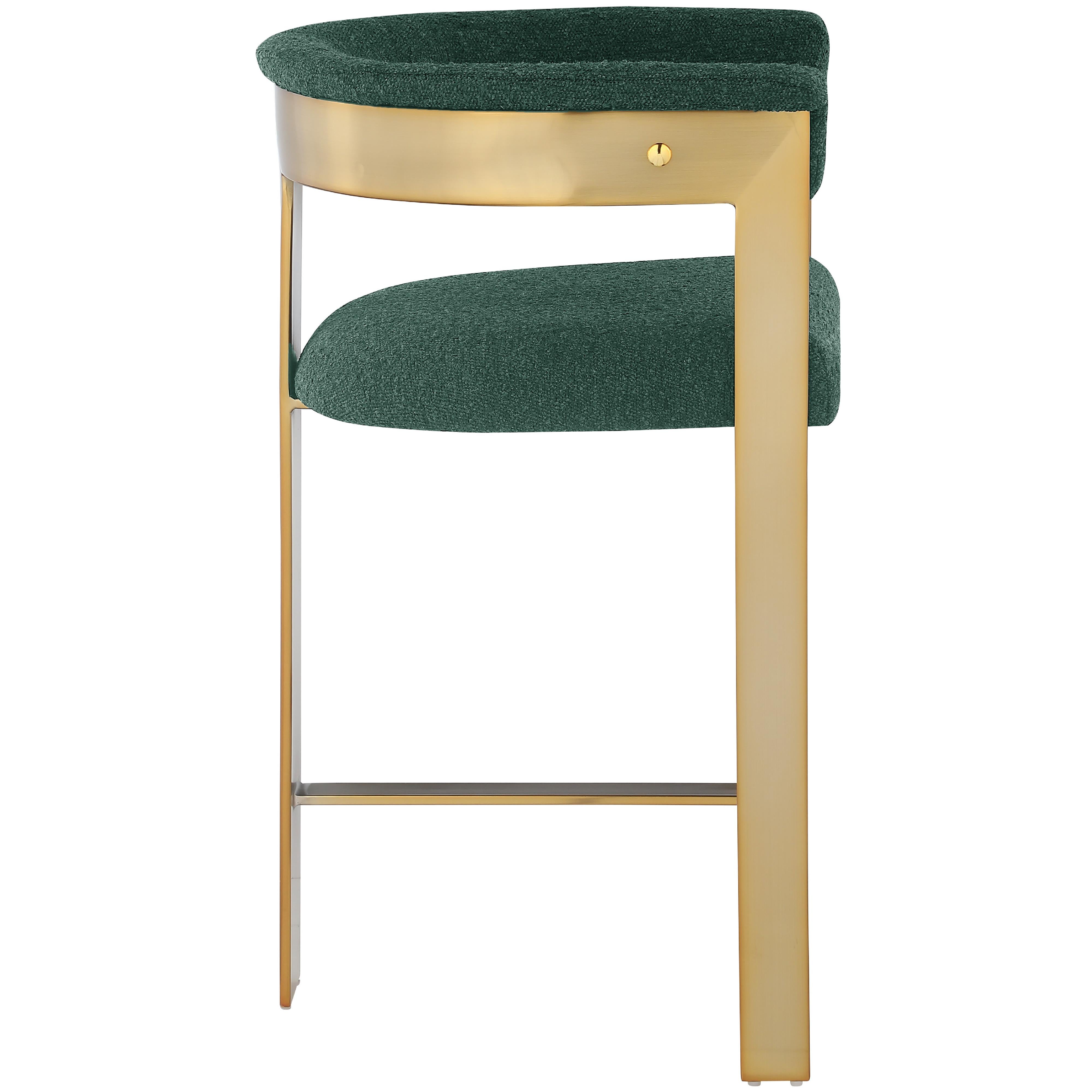 Meridian Romeo Green Boucle Fabric Counter Stool