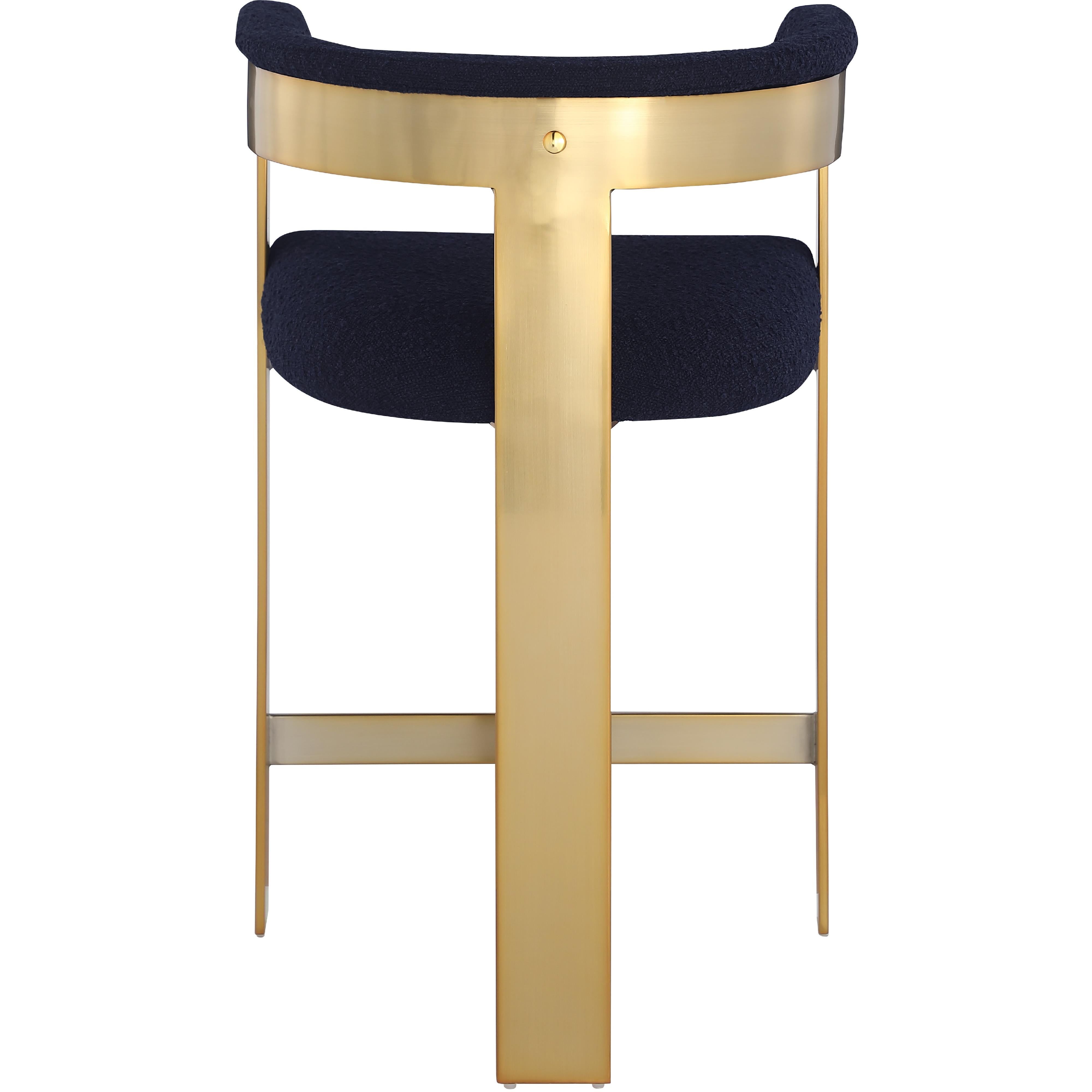 Meridian Romeo Navy Boucle Fabric Counter Stool