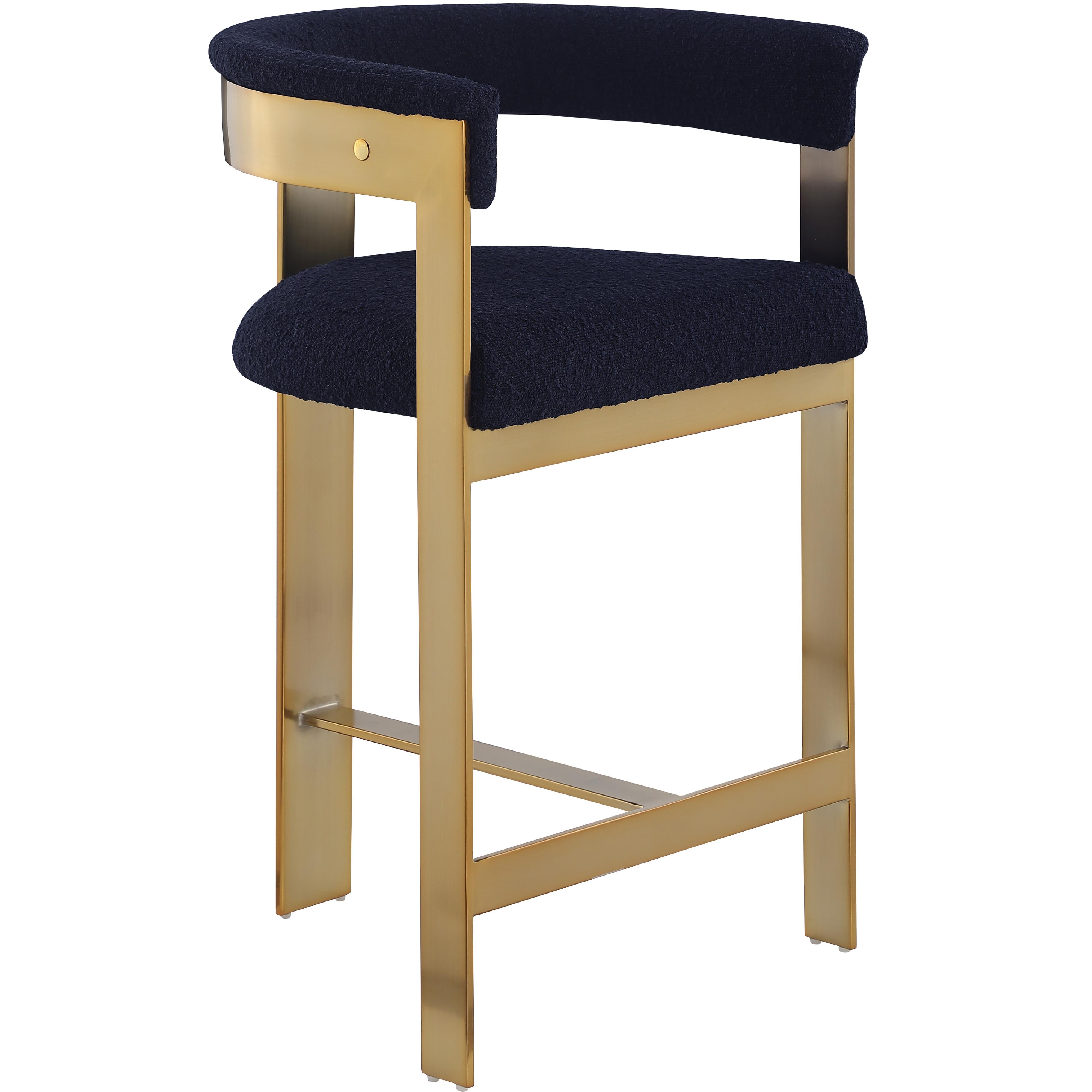 Meridian Romeo Navy Boucle Fabric Counter Stool