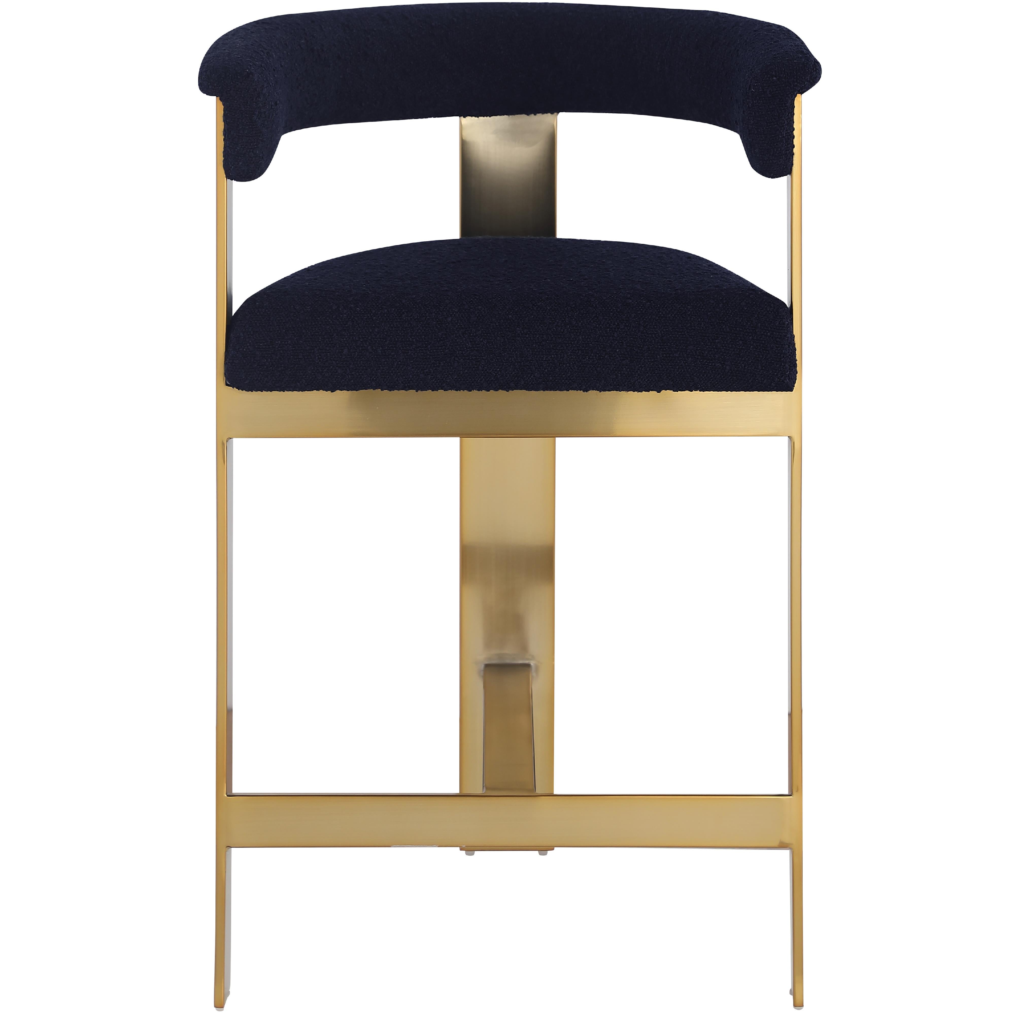 Meridian Romeo Navy Boucle Fabric Counter Stool