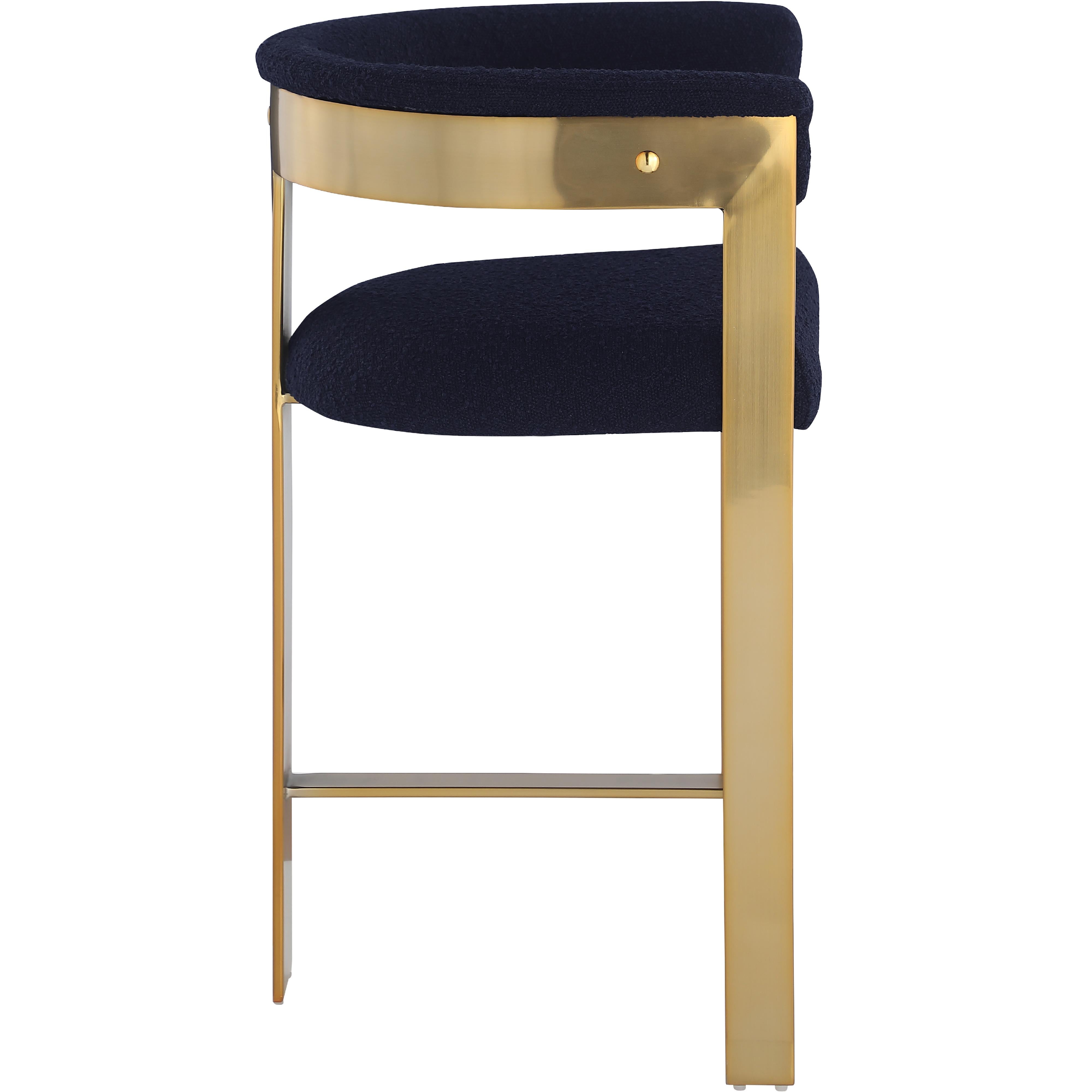 Meridian Romeo Navy Boucle Fabric Counter Stool
