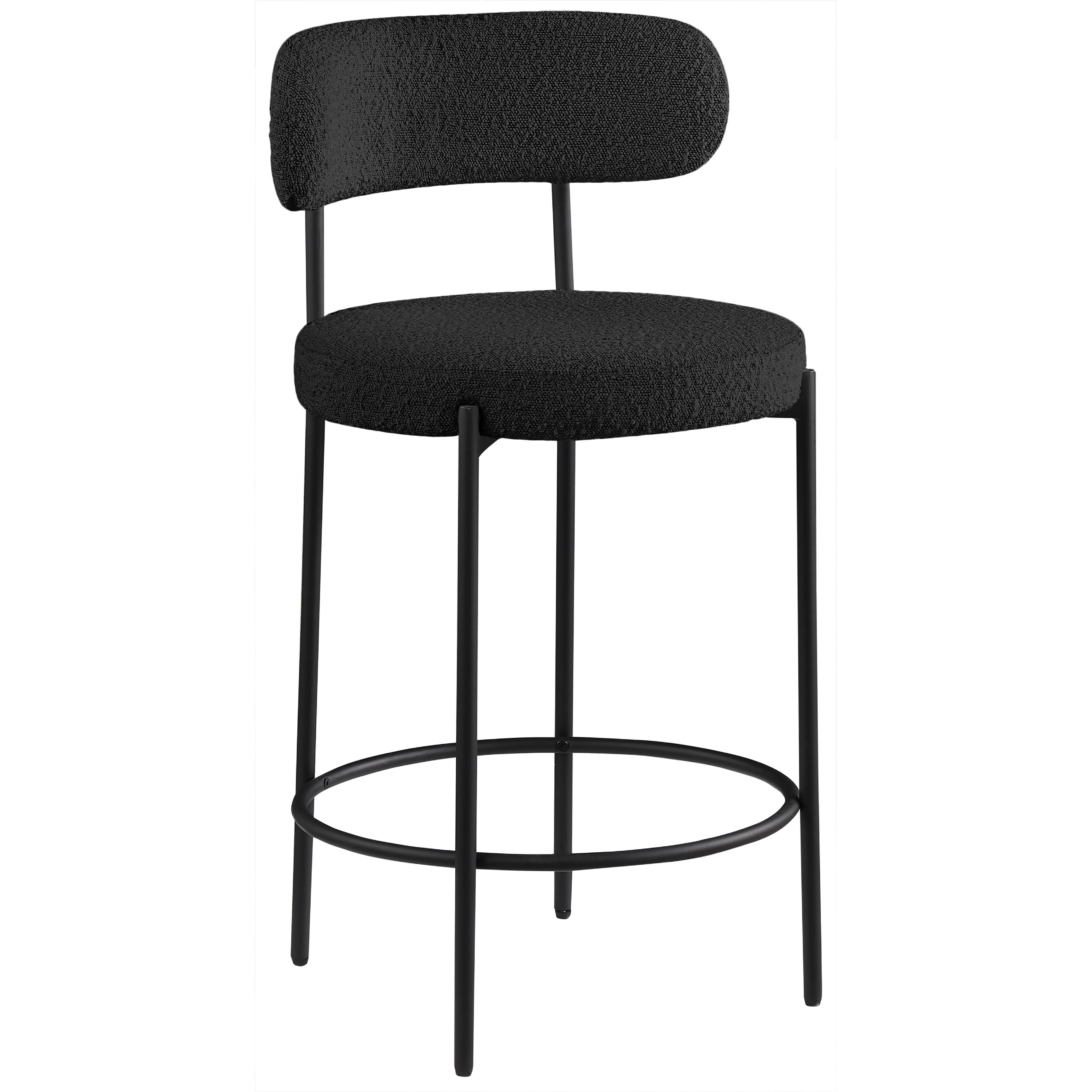 Meridian Beacon Black Boucle Fabric Stool