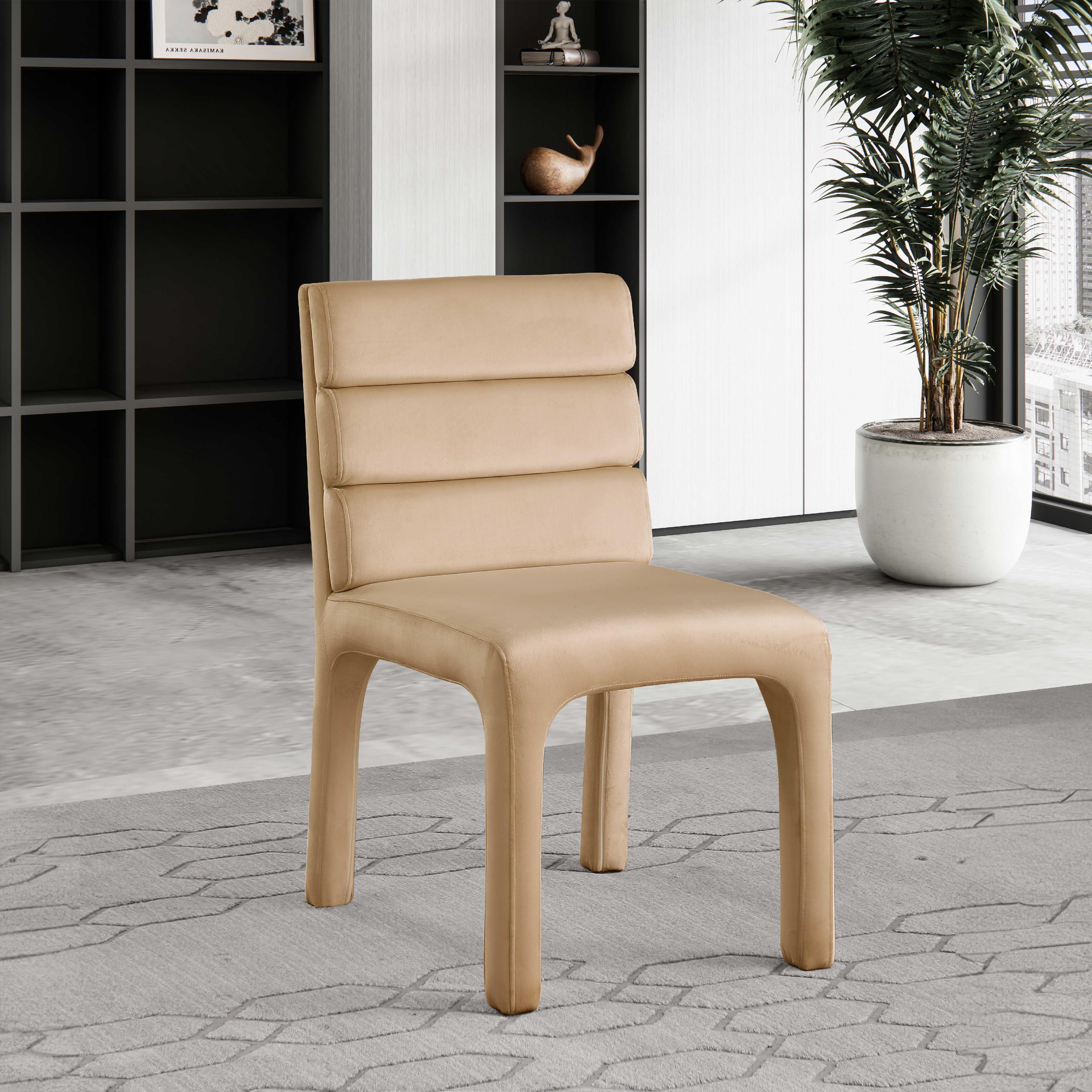Meridian Kai Camel Velvet Dining Chair