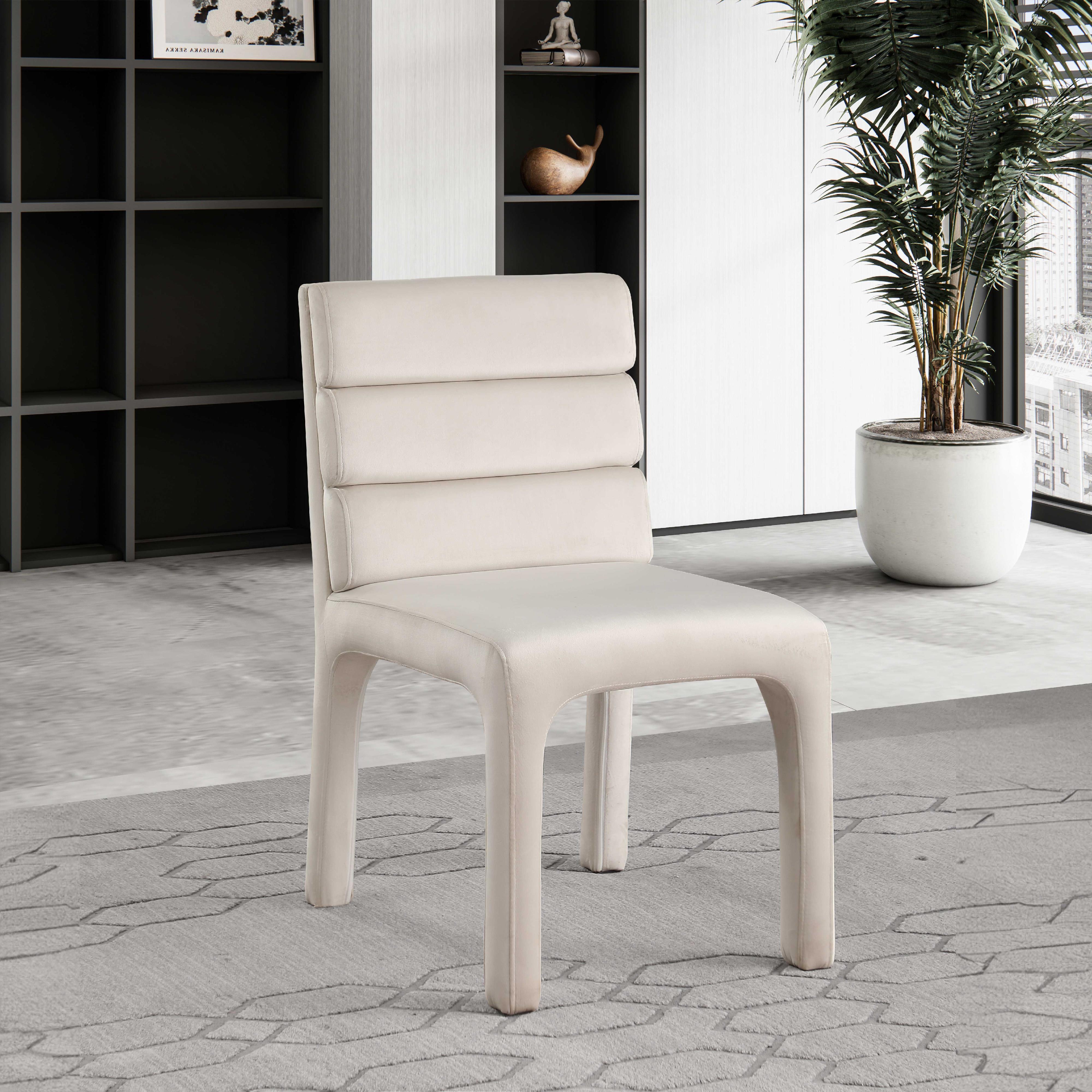 Meridian Kai Cream Velvet Dining Chair