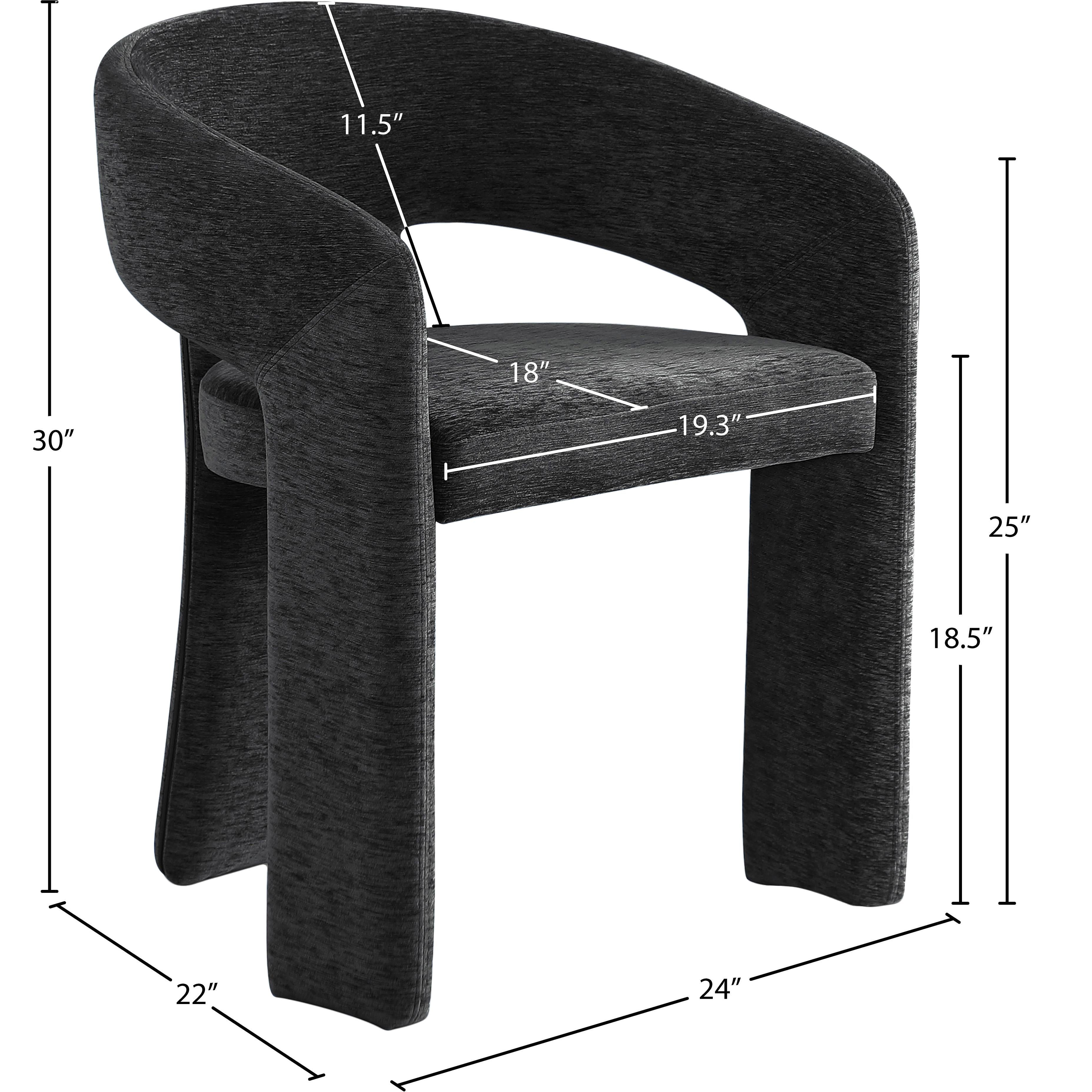 Meridian Rendition Black Plush Fabric Dining Chair